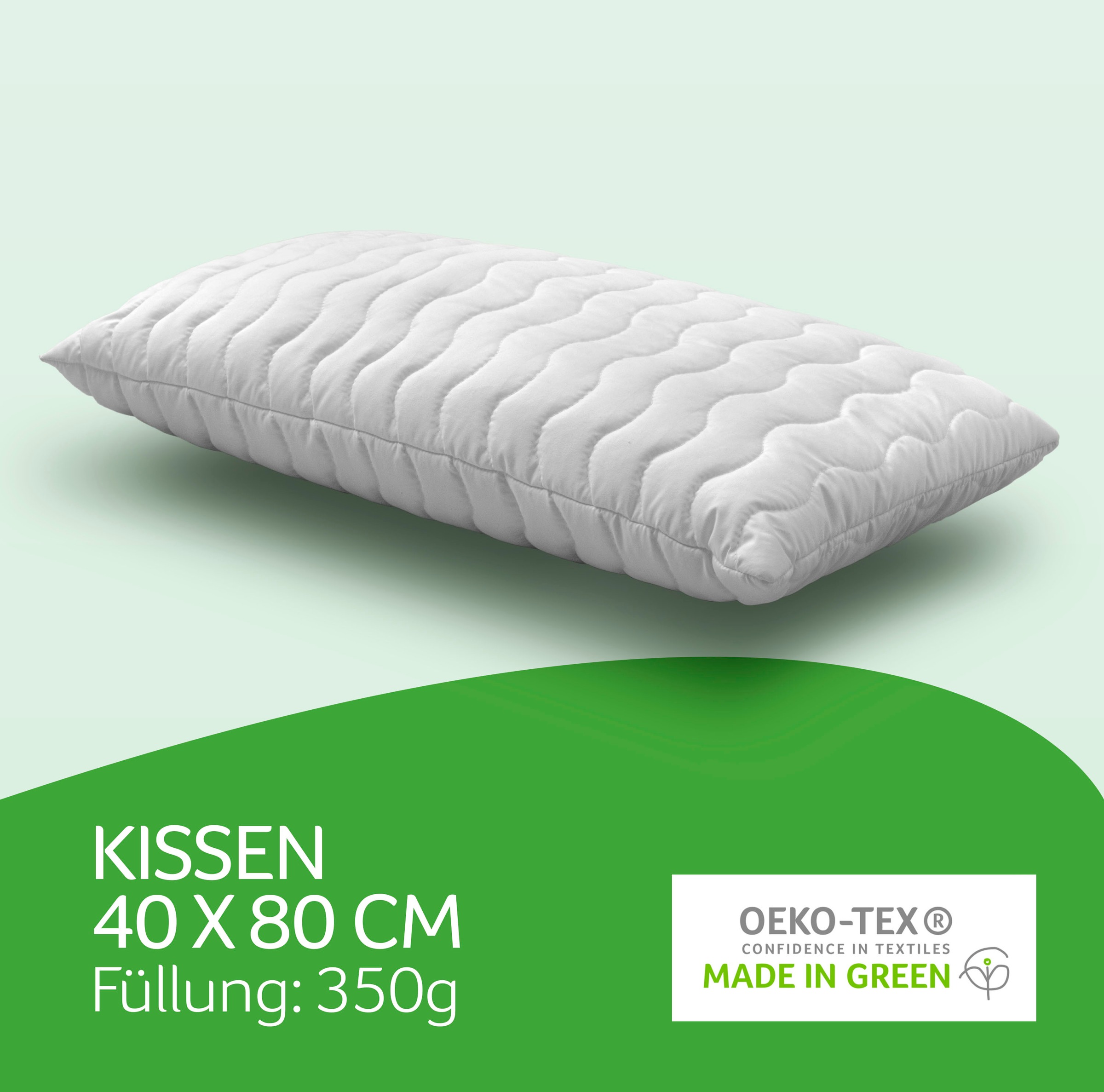 John Cotton Oreiller »Julia, Kissen ist Made in Green« Füllung: Polyester 1 cuis tlg. Kopfkissen 40x80 cm, 80x80cm, kochfest 95°C, sehr flauschig