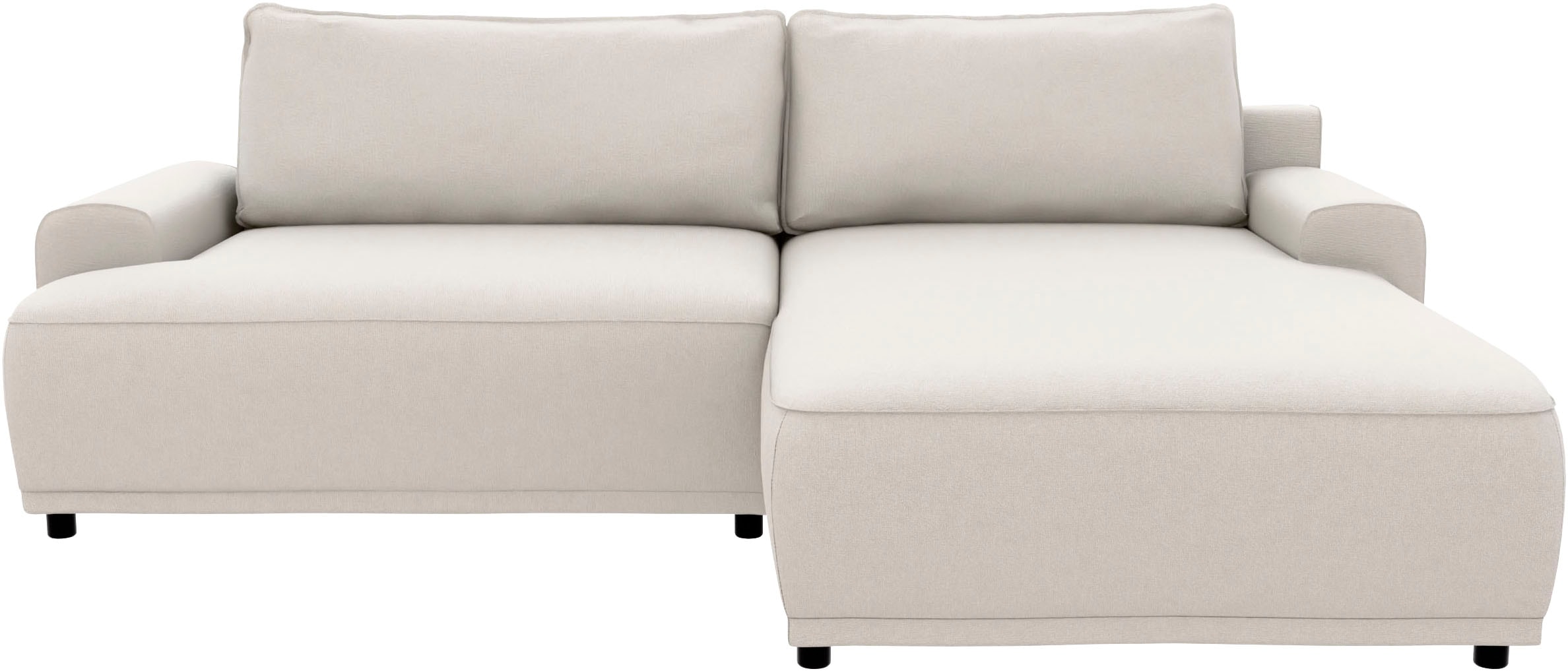 TRENDMANUFAKTUR Ecksofa »Fordon, Schlafsofa mit Bettkasten, Couch in L-Form, Breite 250 cm« in Struktur LUMOS, 3D-Effekt, sandgrau, Recamiere rechts