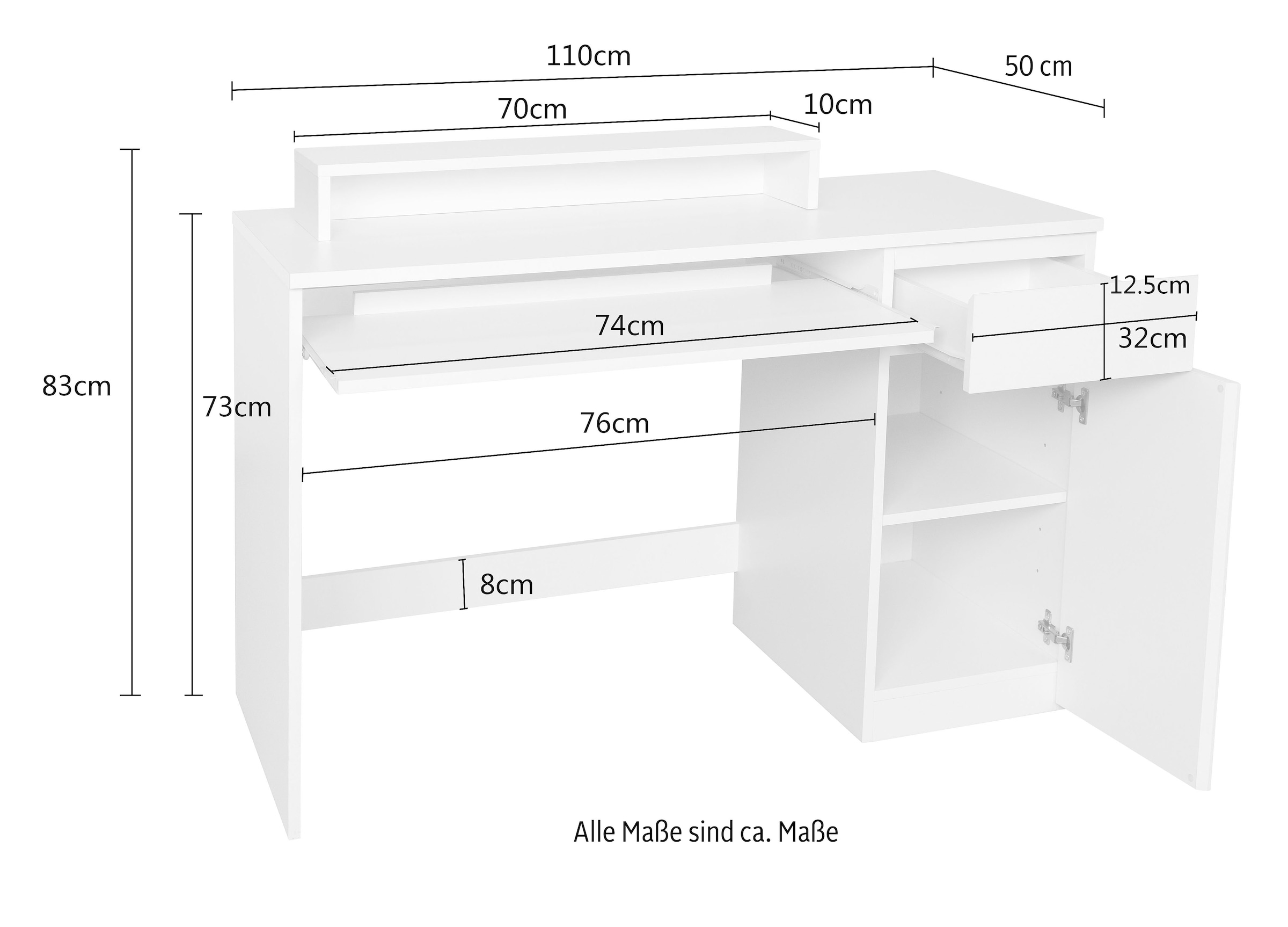 GOODproduct Schreibtisch »Jarvie« mit Tastaturauszug, mit Monitoraufsatz, mit Schublade, Tiefe: 50cm