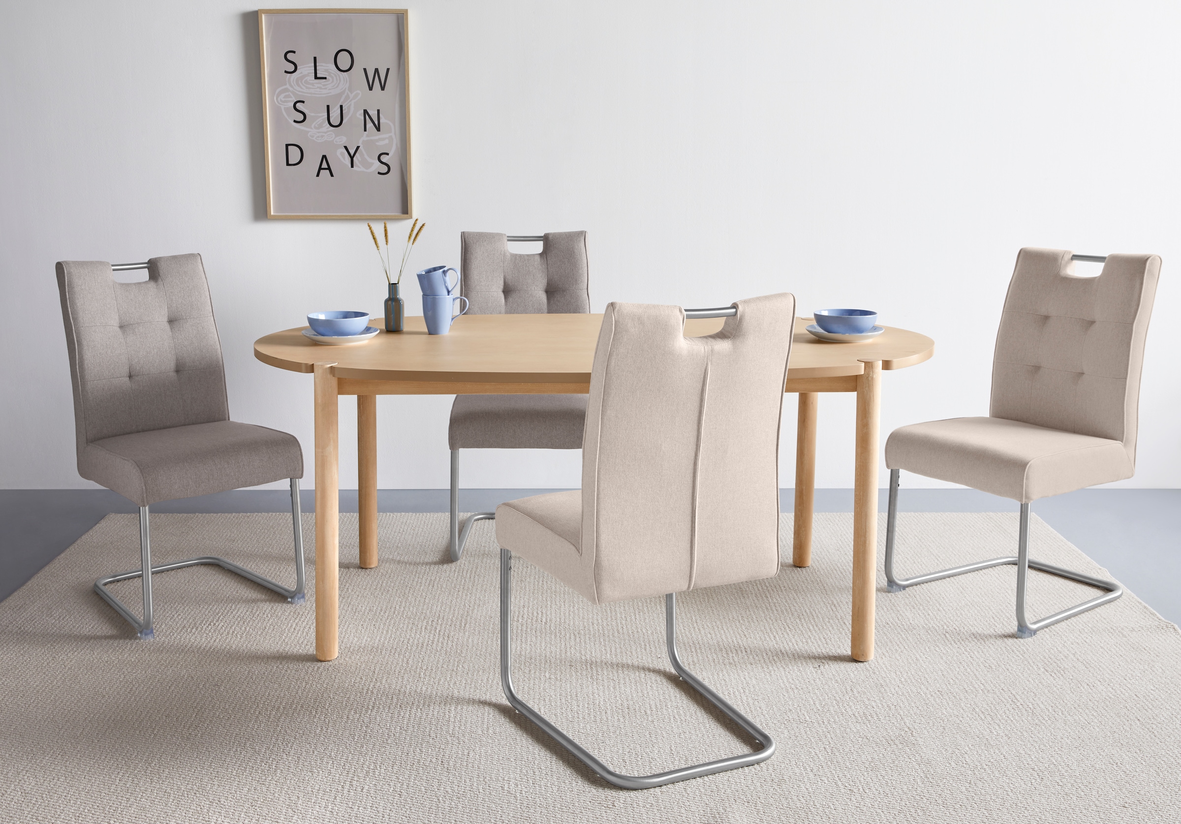 s.Oliver Chaise cantilever »Ciella« (Ensemble) 2 cuisavec matelassage 3D de qualité et ressorts ensachés, structure en acier inoxydable