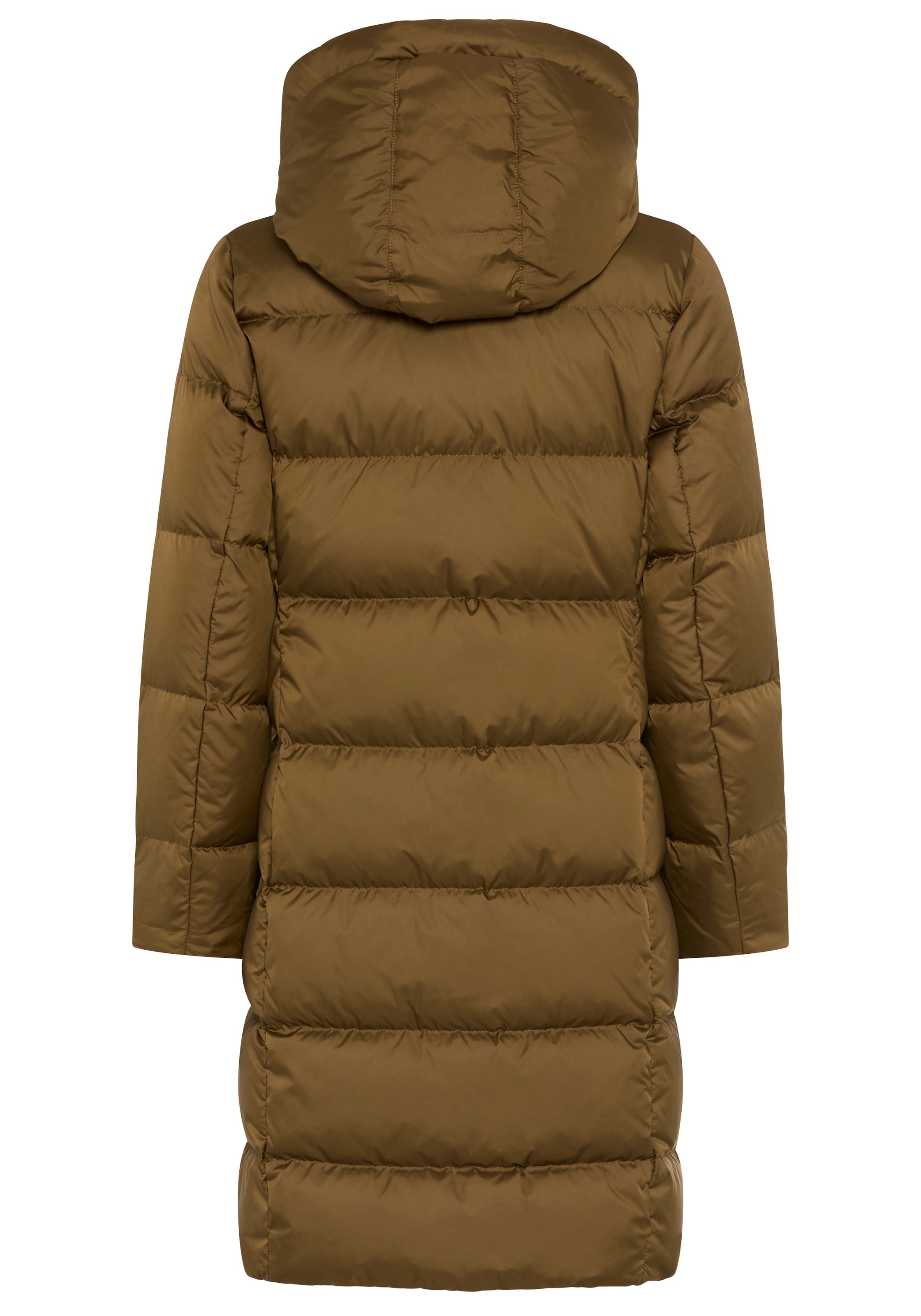 Marc O'Polo Daunenmantel mit 2-Way-Zipper, grosser Kapuze und Label-Band