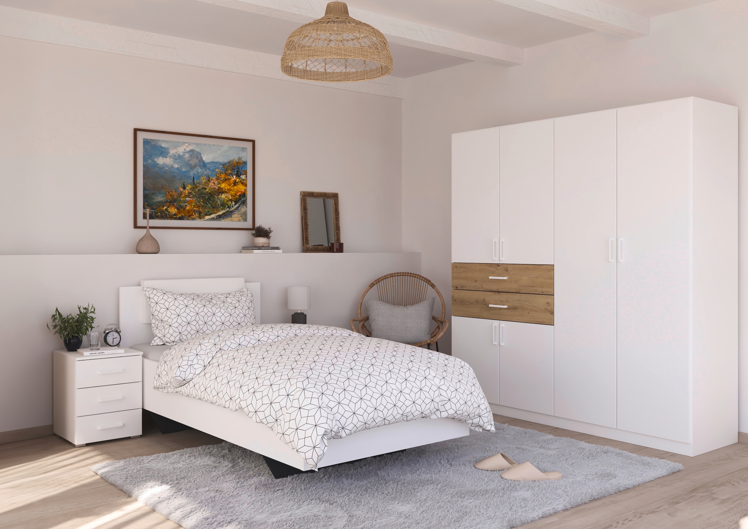 rauch Lit »Einzelbett Komfortbett Schlafzimmer für kleine Räume MAIKA« Surface de couchage : 100x200 cm, hauteur des côtés du lit 47 cm,  Aspect flottant avec coussin amovible MADE IN GERMANY