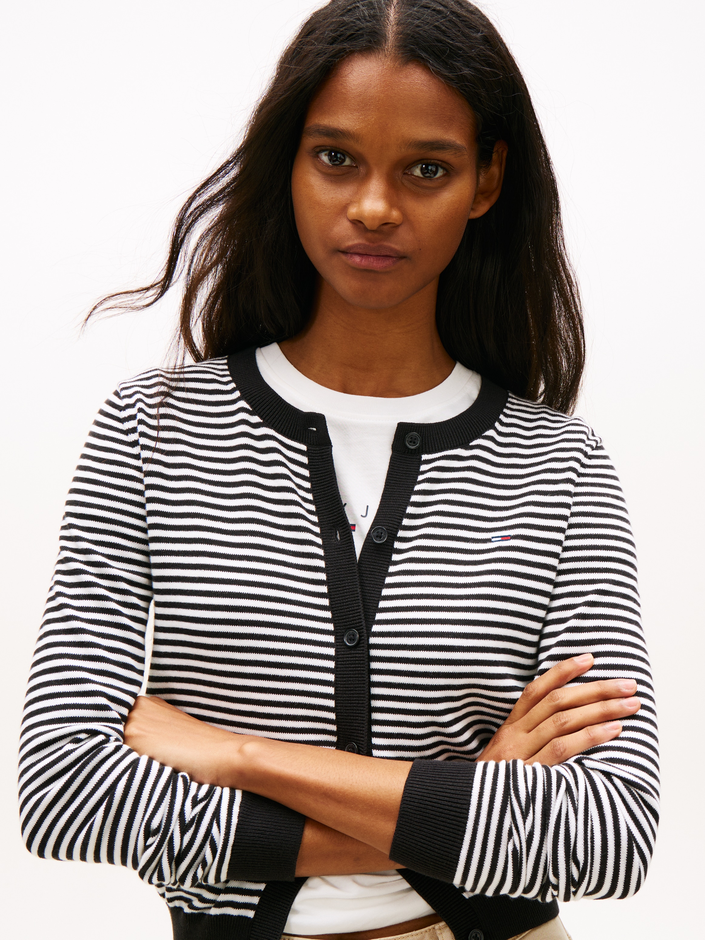 Tommy Jeans Veste en tricot »TJW ESSENTIAL CREW NECK CARDIGAN« Coton