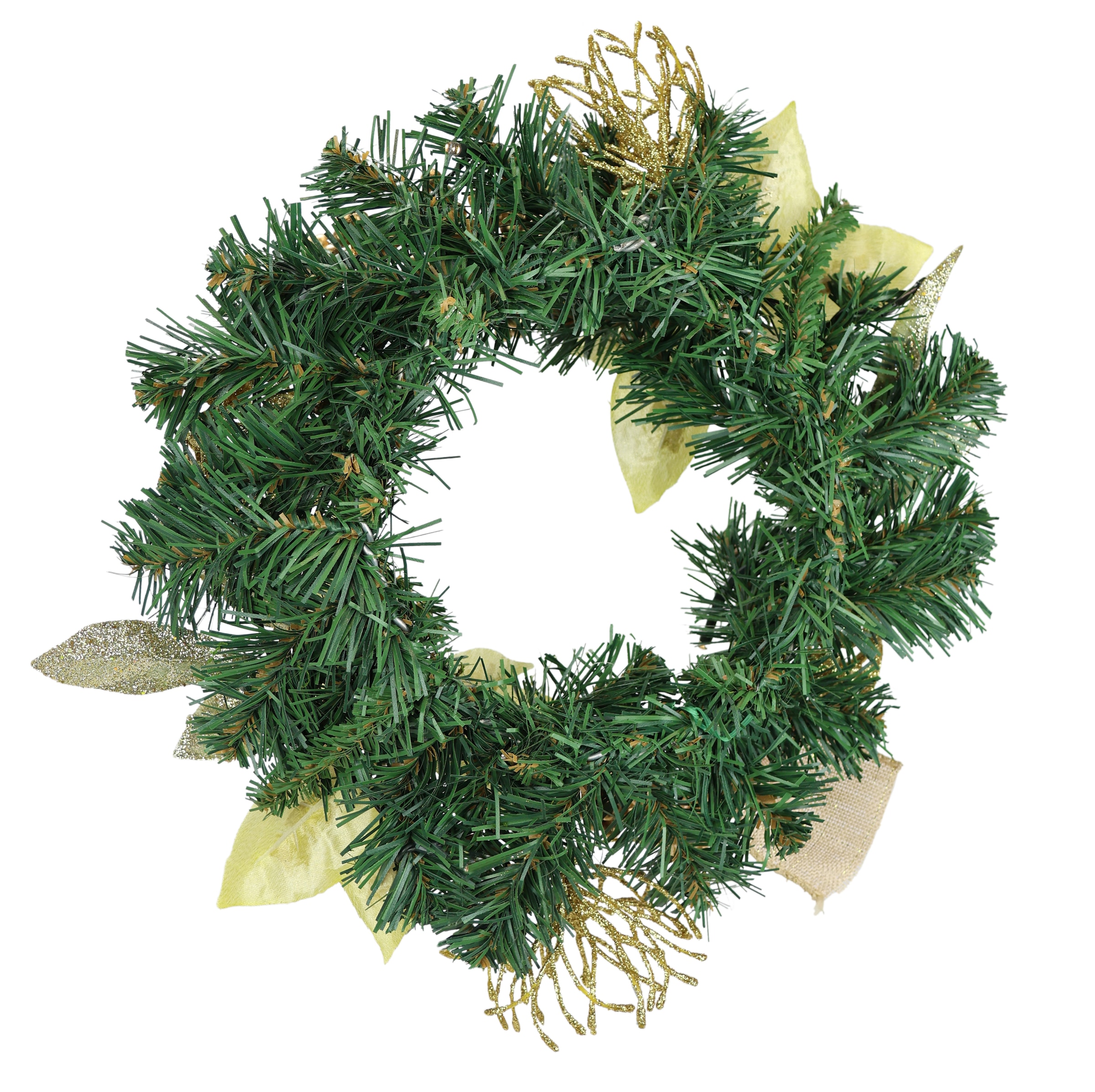 I.GE.A. Kunstkranz »Dekorierter Weihnachtskranz mit LED-Licht« Mit Poinsettia Beeren Tanne Zweige Christbaumkugeln Kranz Adventskranz