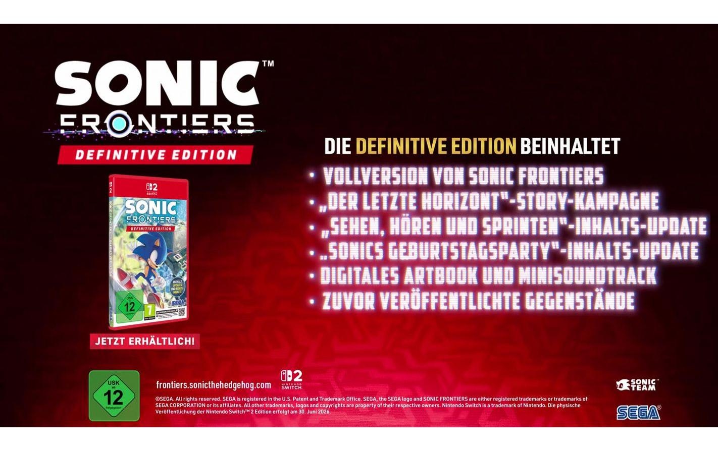 Sega Spielesoftware »Sonic Frontiers – Definitive Edition (NSW2) (Game-Key Card)« Nintendo Switch 2