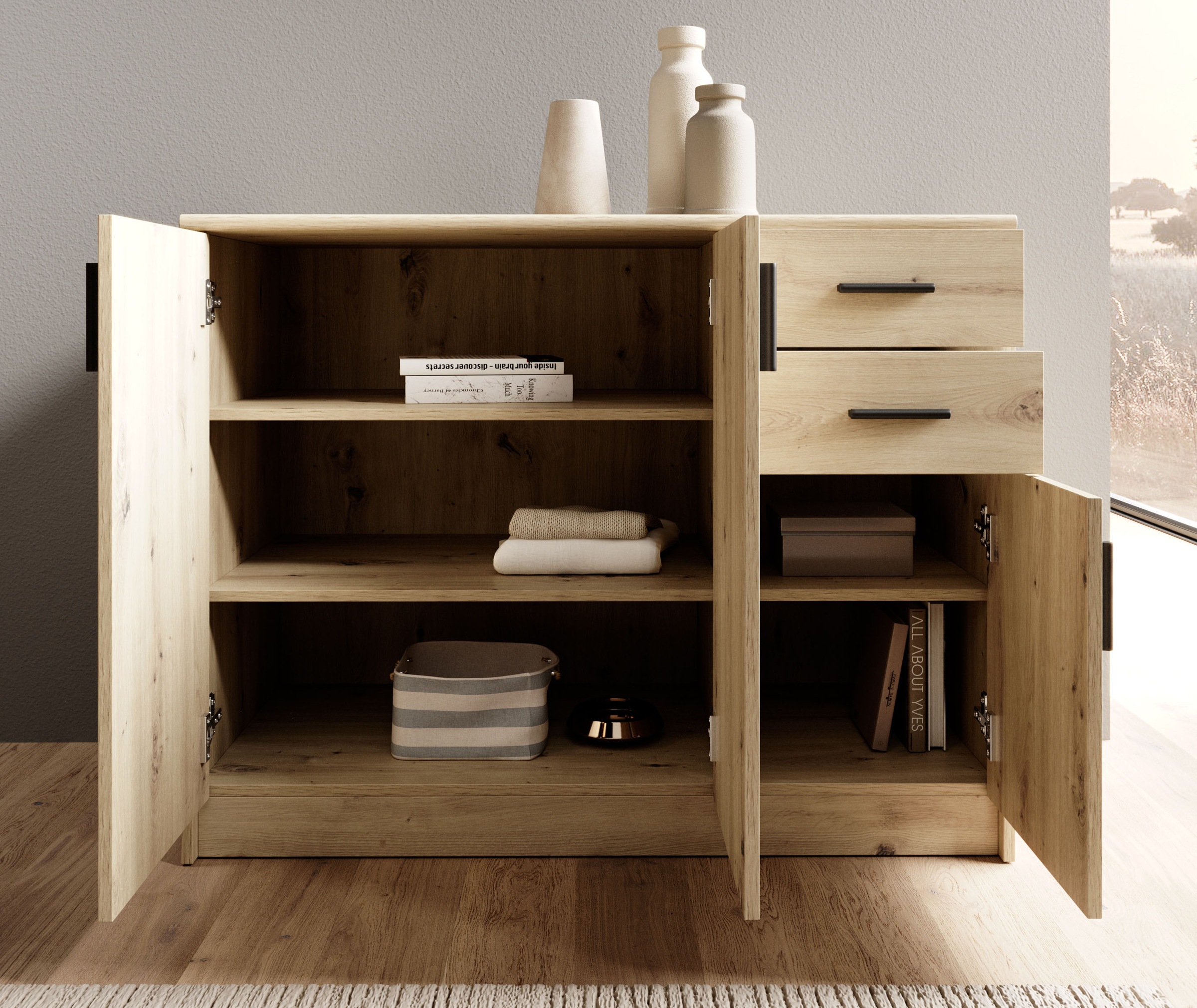 HBZ Sideboard »Nelly Kommode, BxHxT 109x86x50cm« 1 cuis tlg. Breite 109cm, Einlegeböden verstellbar, foliert