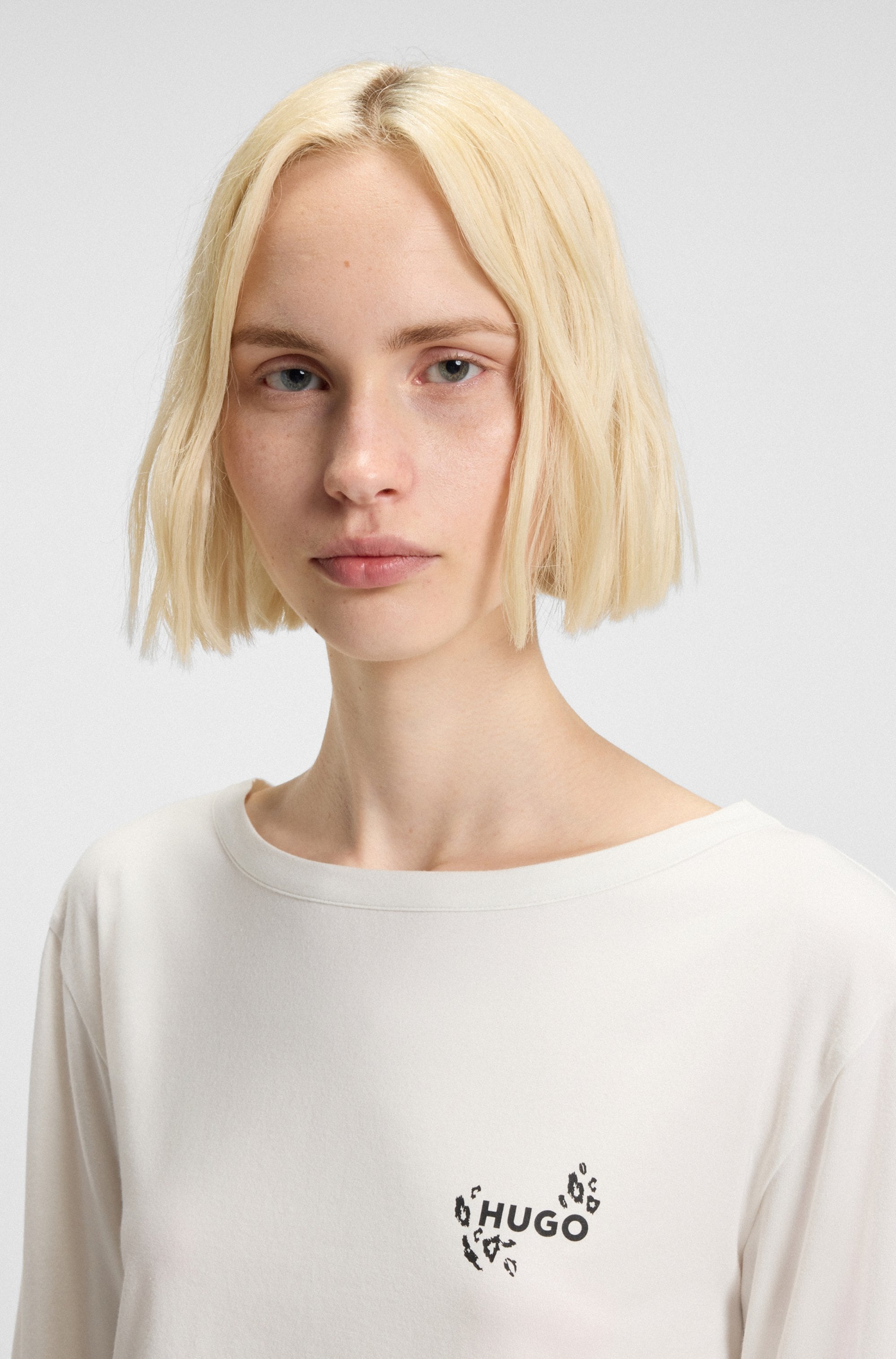 HUGO Underwear Haut de pyjama , aus Stretch-Jersey mit Logo-Artwork, regular fit, Rundhals
