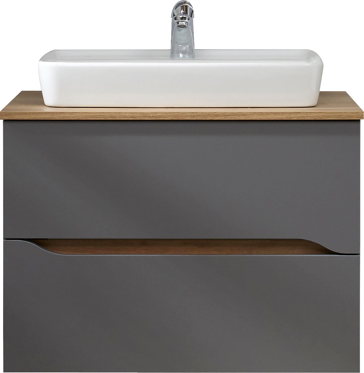 Saphir Table de lavage »Quickset Keramik-Aufsatzbecken mit Unterschrank, 73 cm breit« meuble-lavabo, meuble sous-lavabo avec lavabo, 2 tiroirs, sans poignées