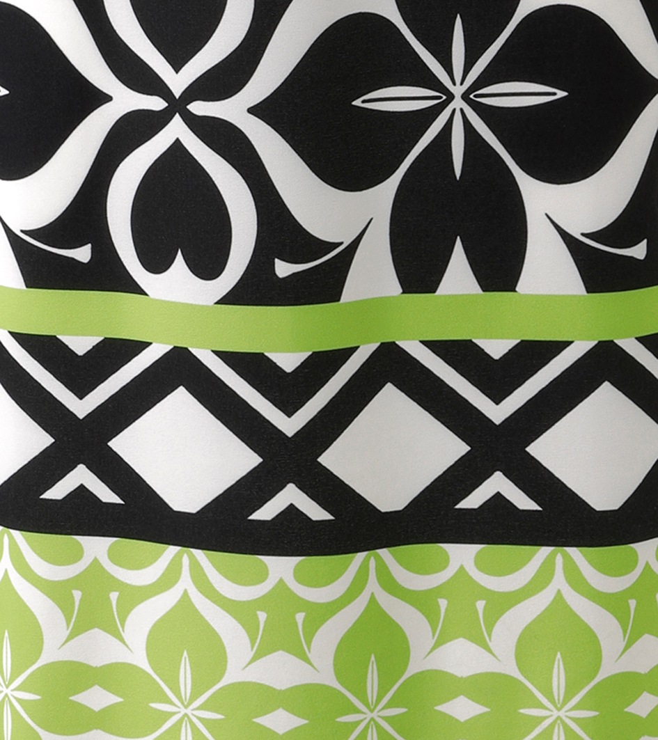 Aniston SELECTED Jerseykleid mit gemusterter Bordüre und grünem Kontrast am Saum - NEUE KOLLEKTION