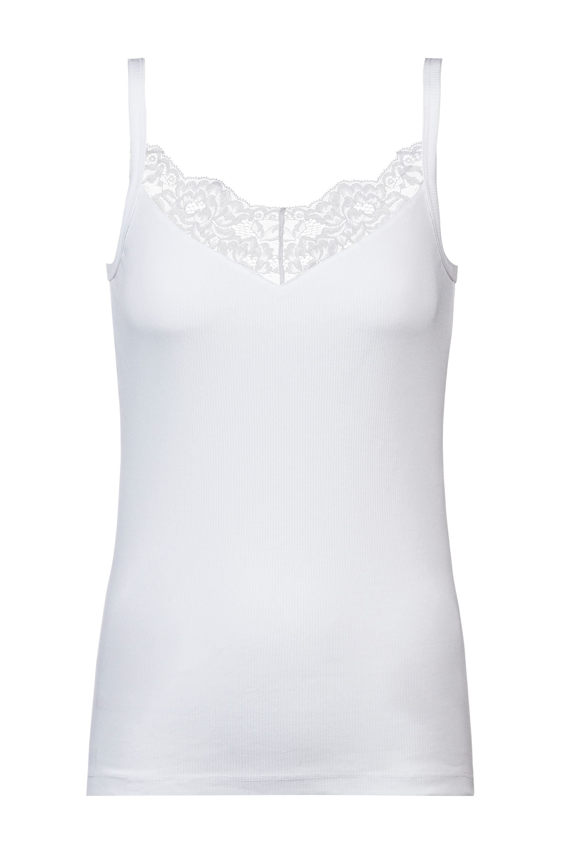 Mey Top à bretelles spaghetti »Orangic Cotton«, tiefer V-Ausschnitt, Baumwollmischung, Feinripp, Spitze
