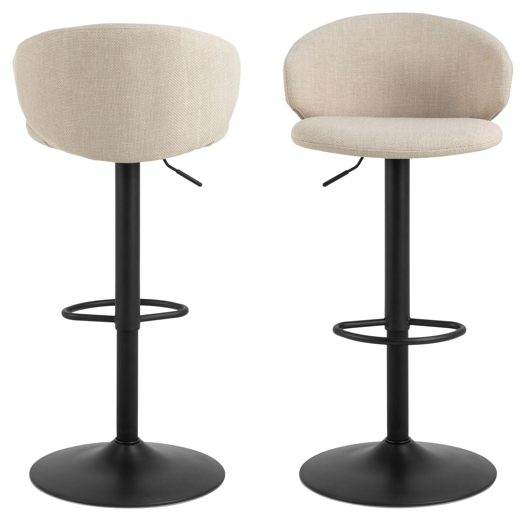 ACTONA GROUP Tabouret de bar »Ella« Ensemble, 2 pièces, 2 cuis tlg. tabouret de bar, Bâle beige, piètement trompette noir mat rugueux, 2 pièces