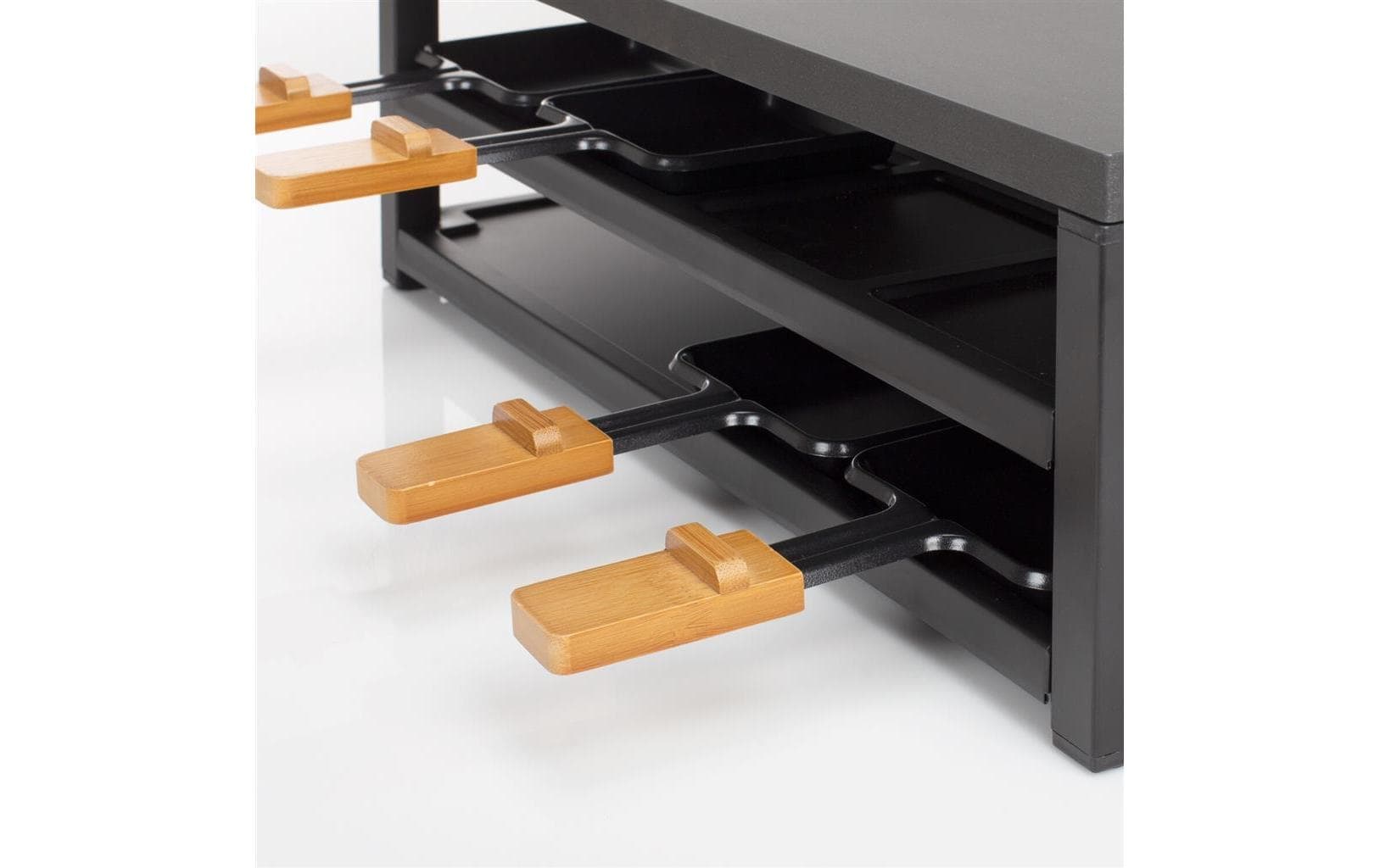 PRINCESS Raclette »Black Steel« 8 Stk. Raclettepfännchen 1.300 W Holzart: Bambus (China)