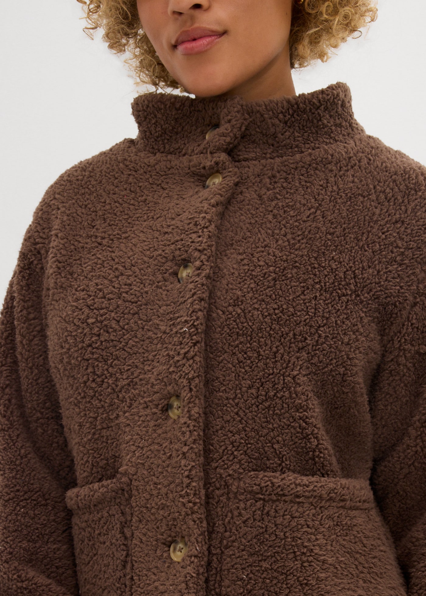 bonprix Veste polaire aspect teddy, coupe oversize, en polyester, style décontracté