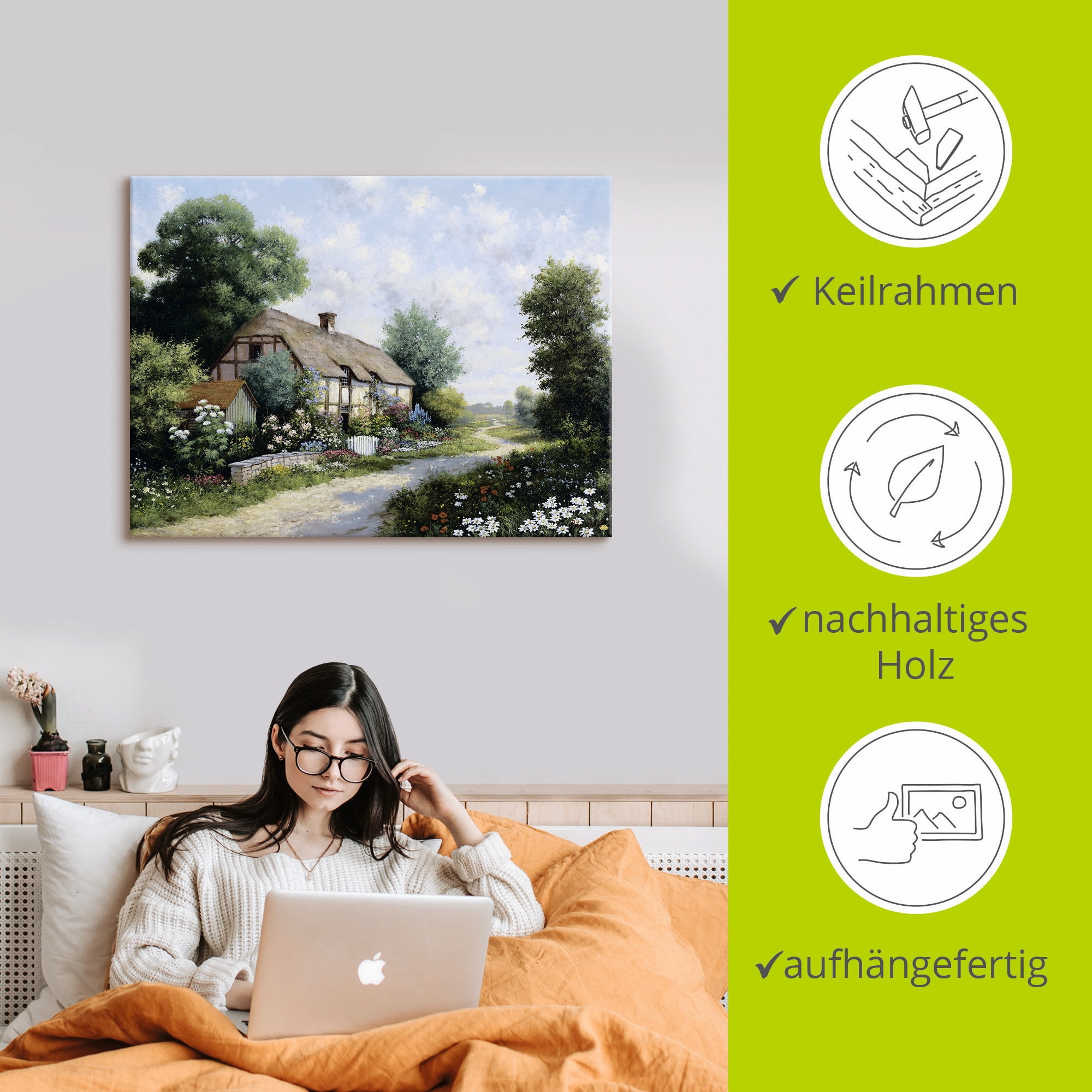 Artland Tableau sur toile »Das Landhaus« 1 cuis tlg. auf Holzrahmen gespannt