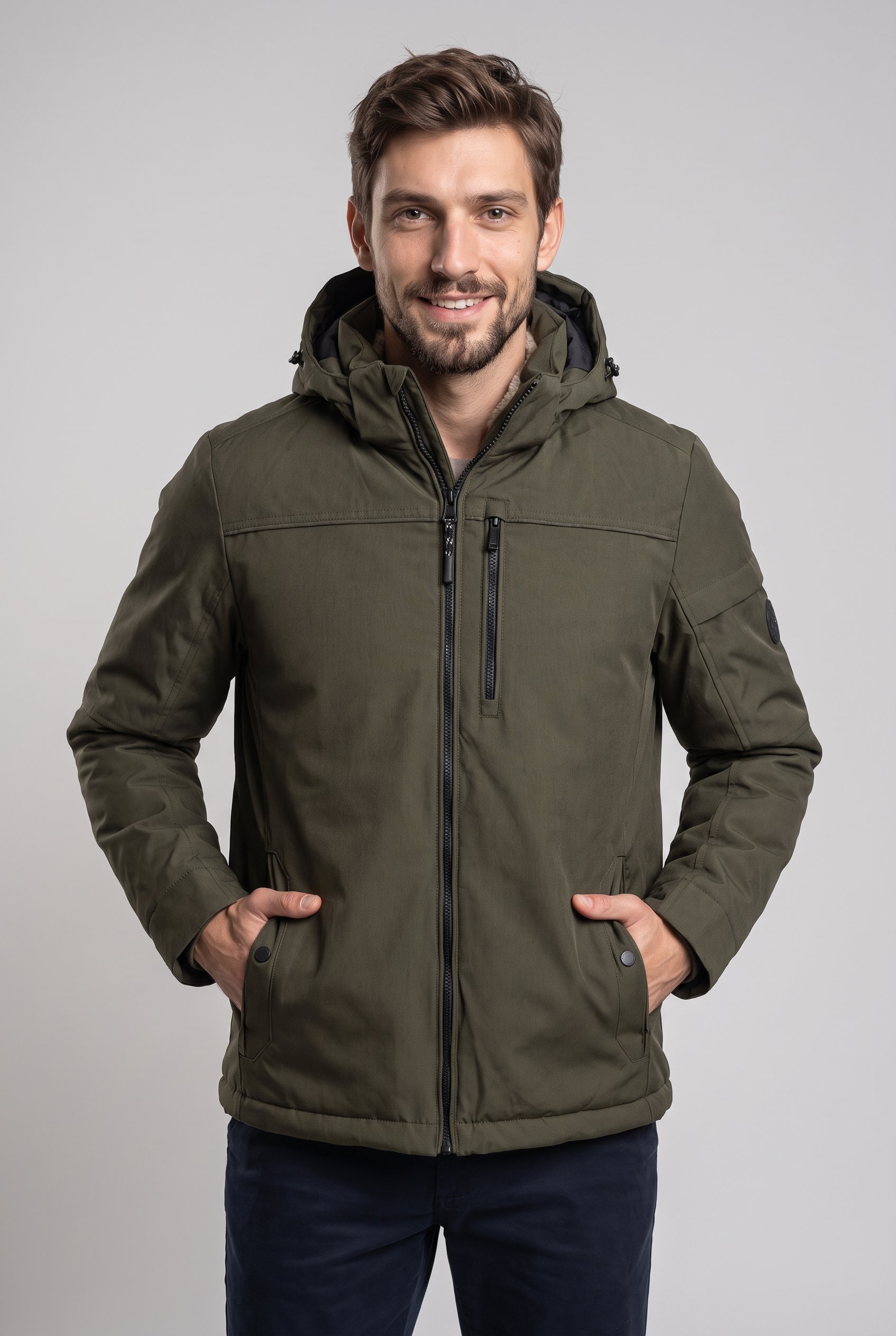 CASAMODA Veste d'hiver avec capuche avec capuche et fermeture éclair