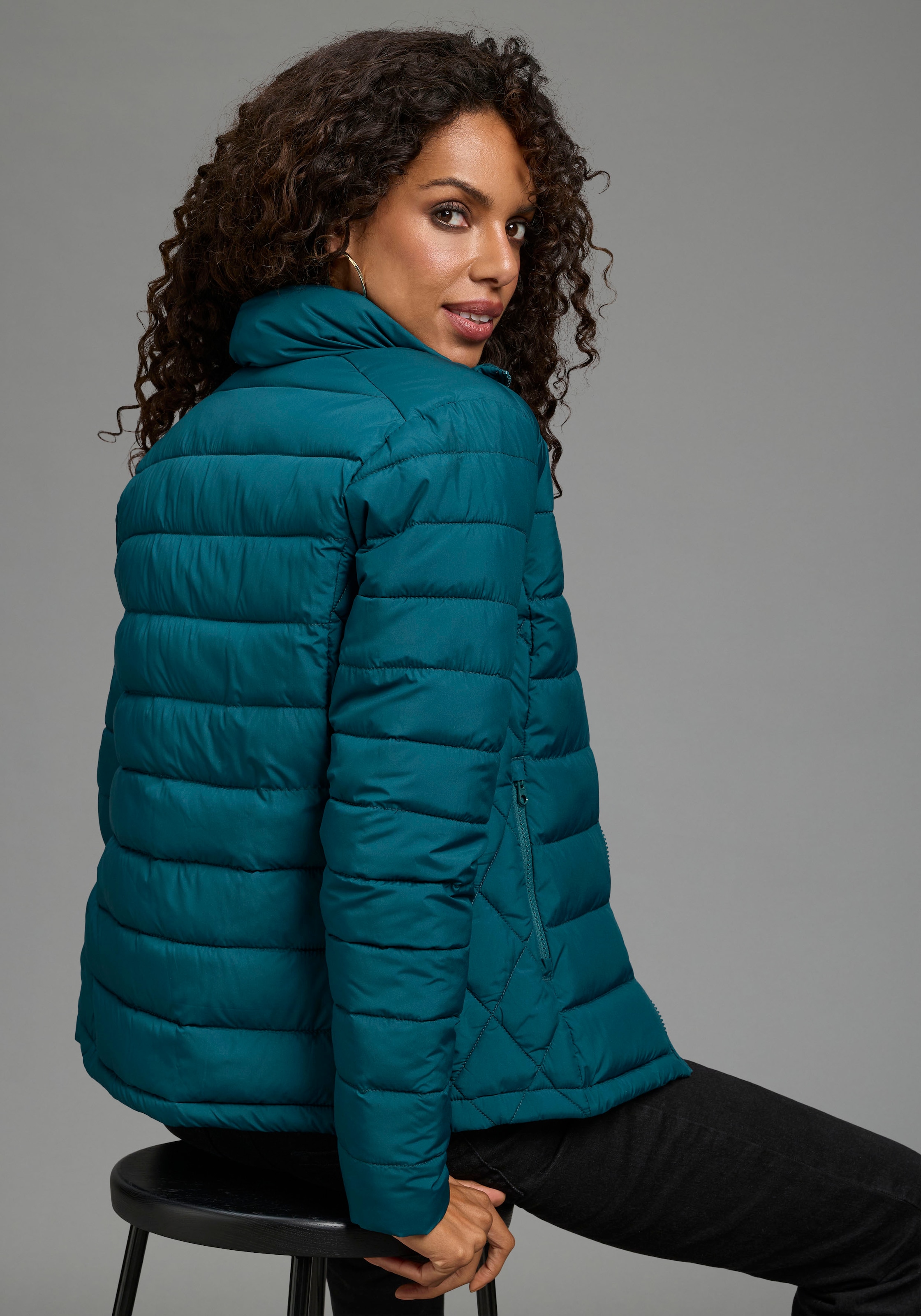 Polarino Veste matelassée veste légère de mi-saison avec empiècement latéral et col montant