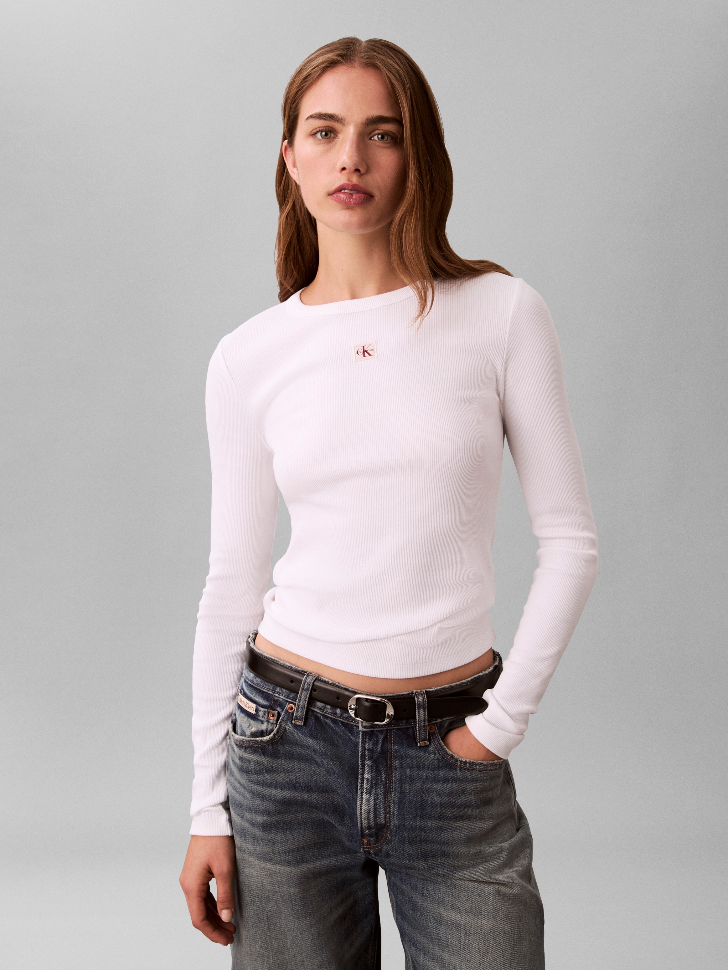 Calvin Klein Jeans Haut de chemise Figurbetonte Passform mit Rundhalsausschnitt