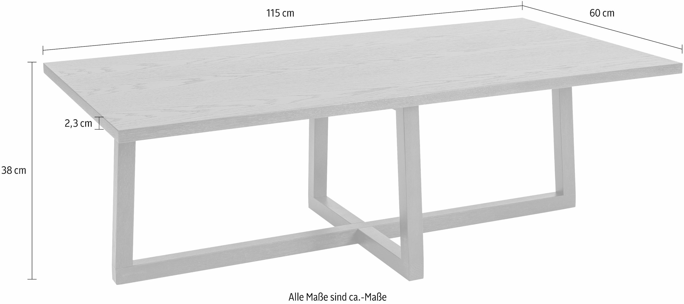 Woodman Table basse »Milo« Breite 115 cm, Gestell aus Massivholz, FSC®-zertifiziert