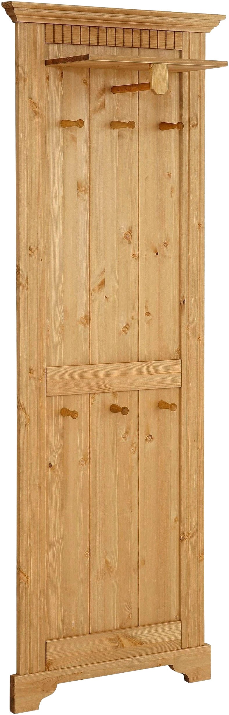 GOODproduct Panneau de vestiaire »Rustic« en pin massif, hauteur 190 cm, avec étagère, crochets en bois