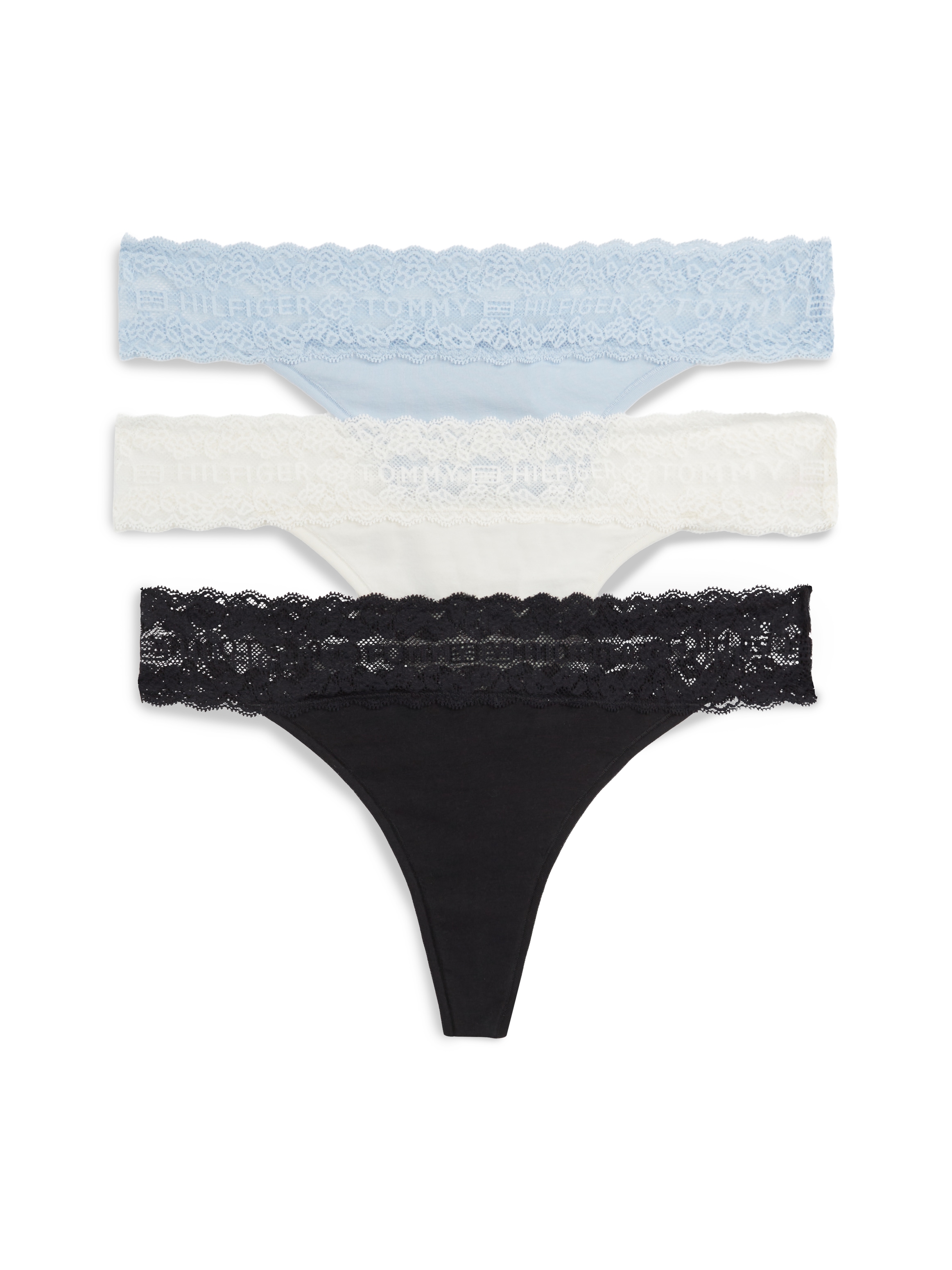 Tommy Hilfiger Underwear Tanga 3 cuis coupe près du corps avec ceinture en dentelle élastique