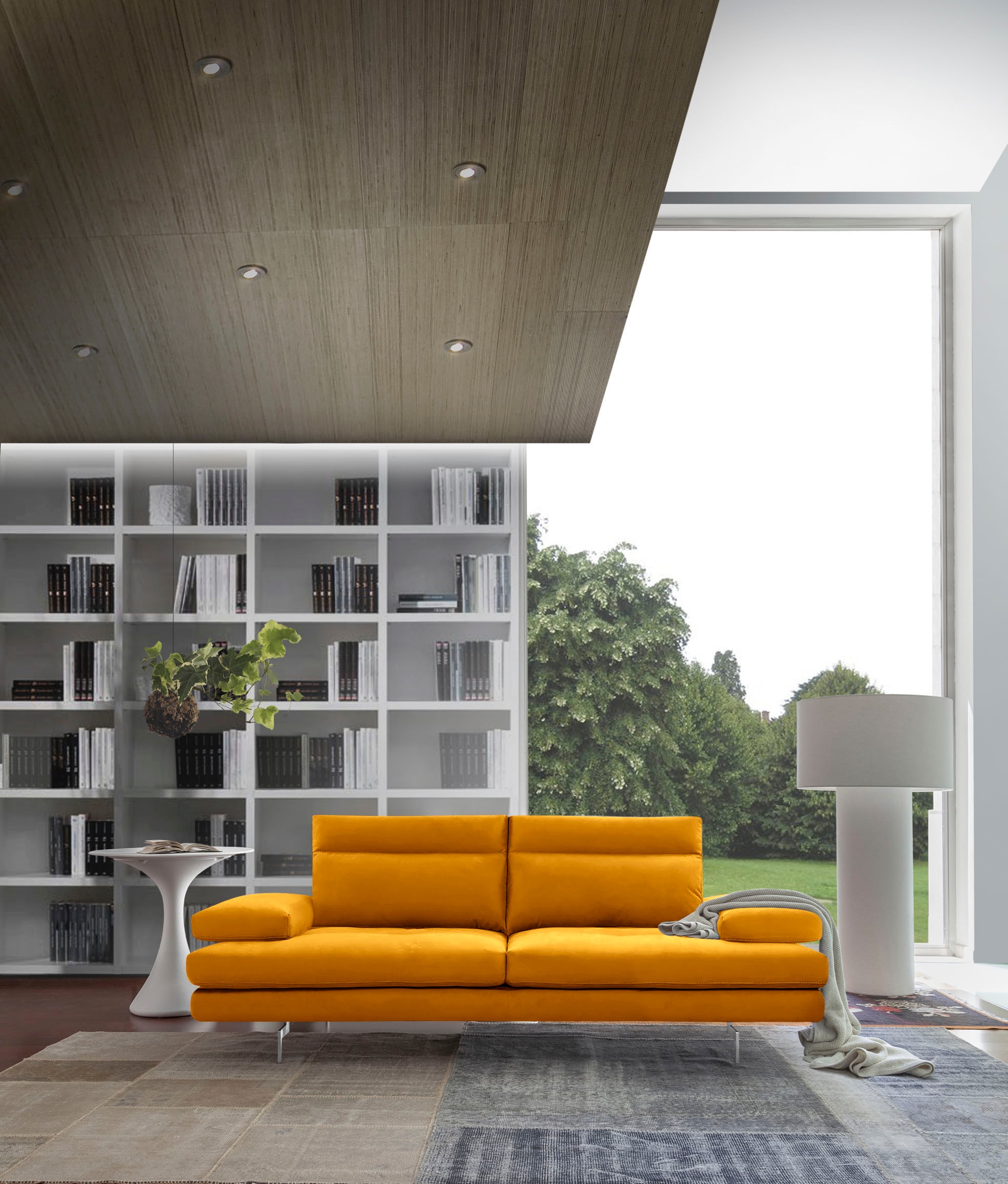 CALIA ITALIA 3,5-places »Toby Wing, italienisches Designsofa mit erstklassigem Sitzkomfort« inklusive Sitztiefenverstellung, Füsse in Chrom glänzend