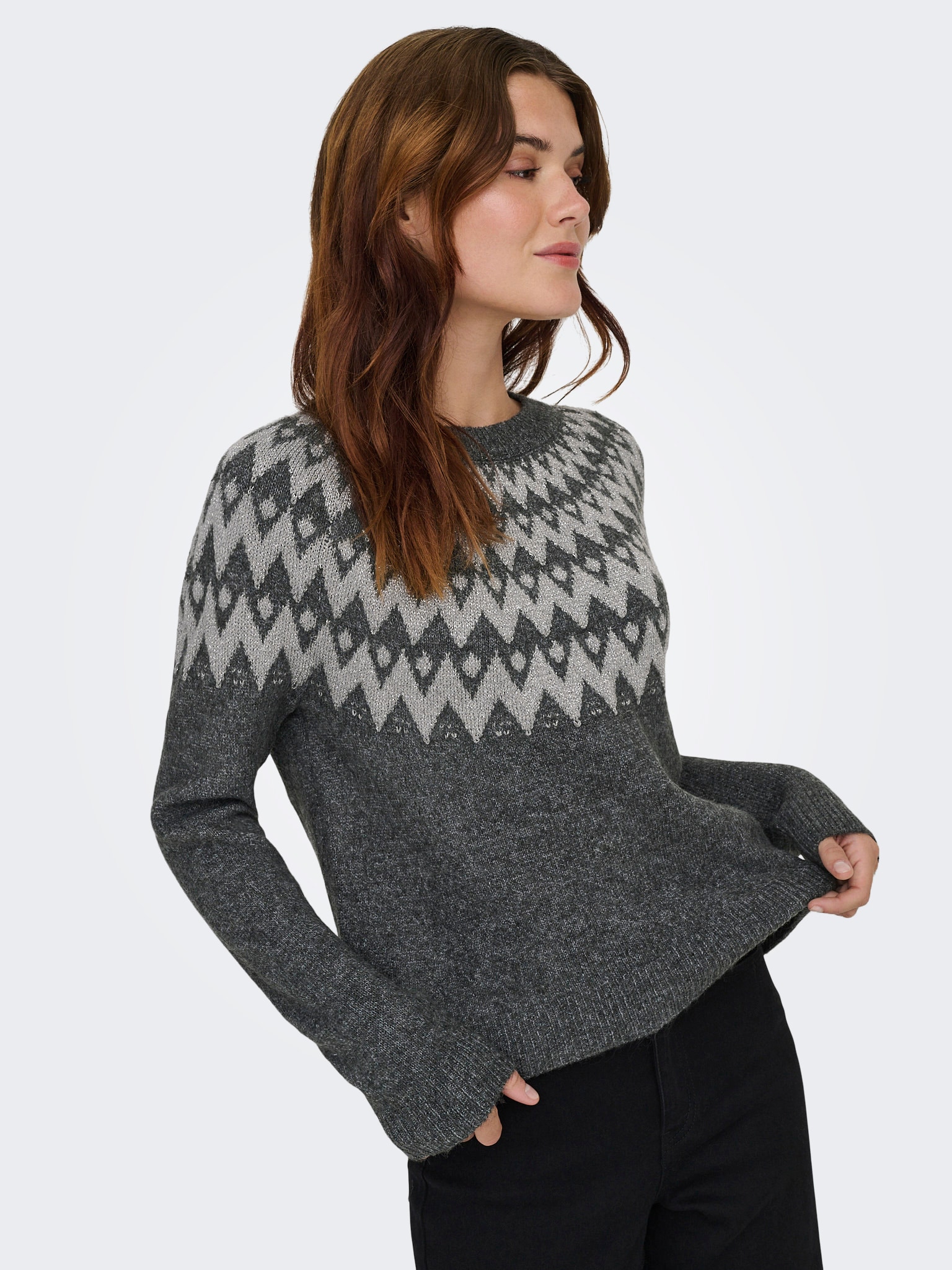 ONLY Pull en tricot »ONLFRY LS JQ GLITTER O-NECK CC KNT«
