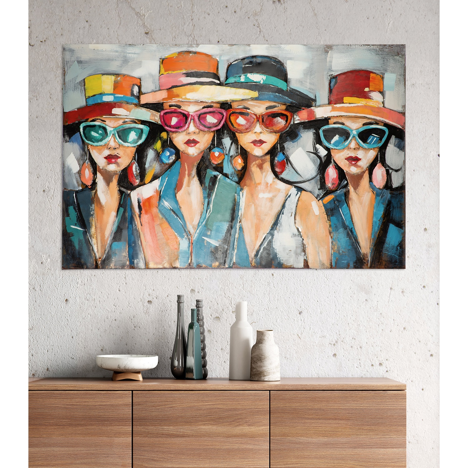 GILDE Tableau métallique »Bild rechteckig Red Lips Society  mehrfarbig« Images de femmes 1 cuis tlg. portrait de femme motif lèvres style pop-art image de mode chic urbain glamour