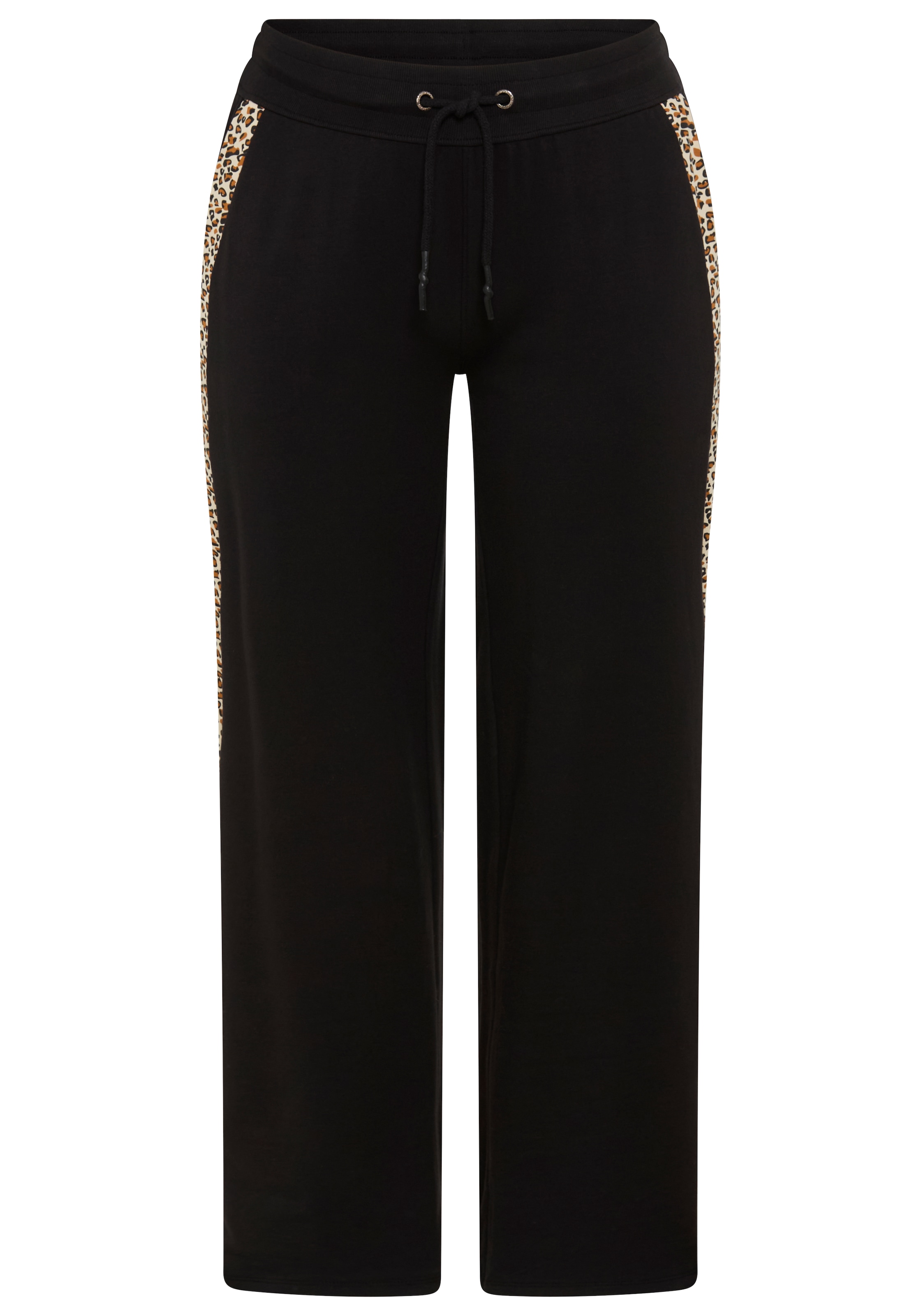 KangaROOS Pantalon de jogging  mit weitem Bein und Streifen im Leo-Print, grosse Grössen