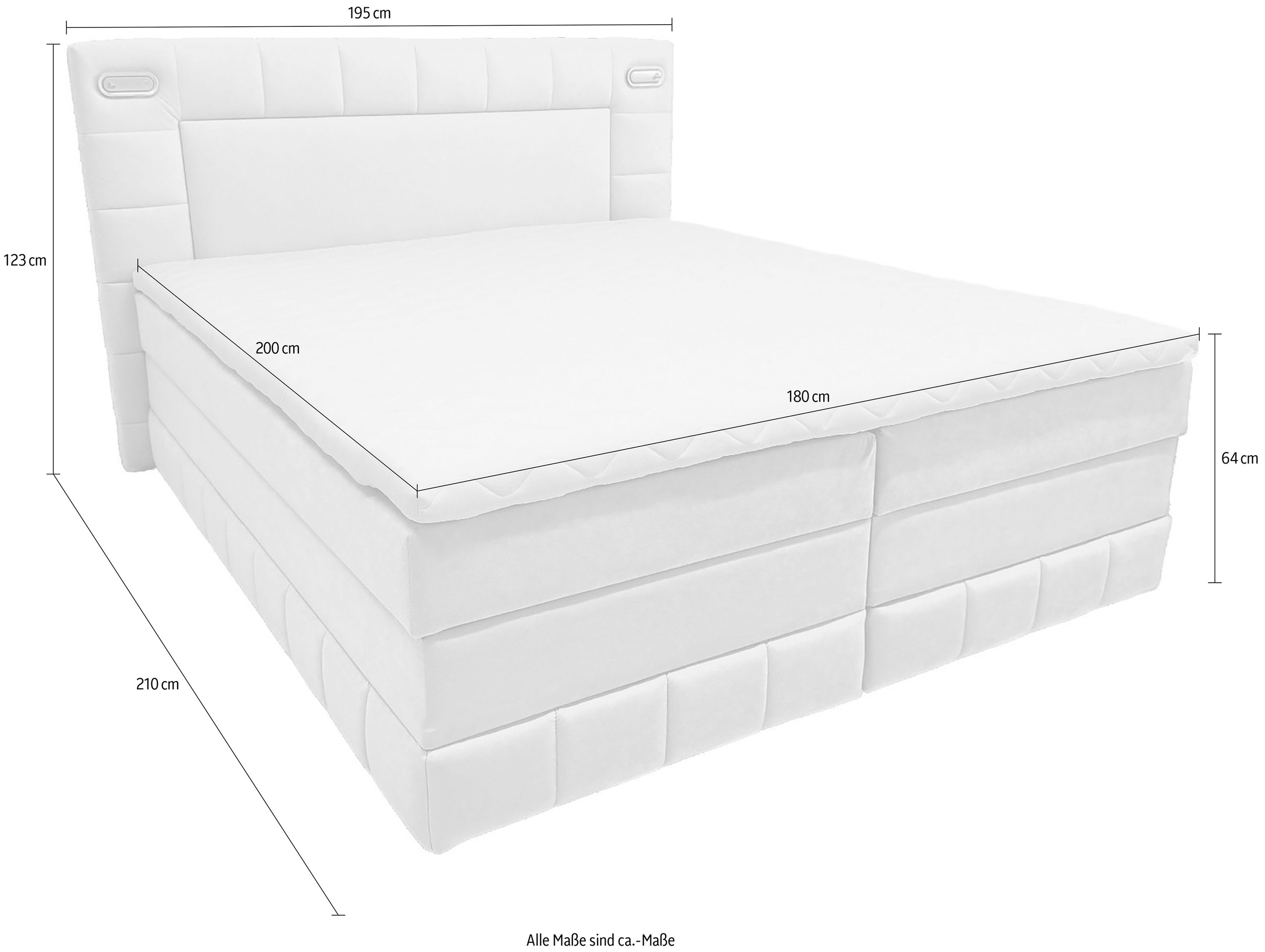 GOODproduct Lit de boxe »PHILIPPA, Polsterbett mit Bettkasten, mit Taschenfederkernmatratze H3« avec un topper en mousse froide, housse en microfibre, éclairage LED en option