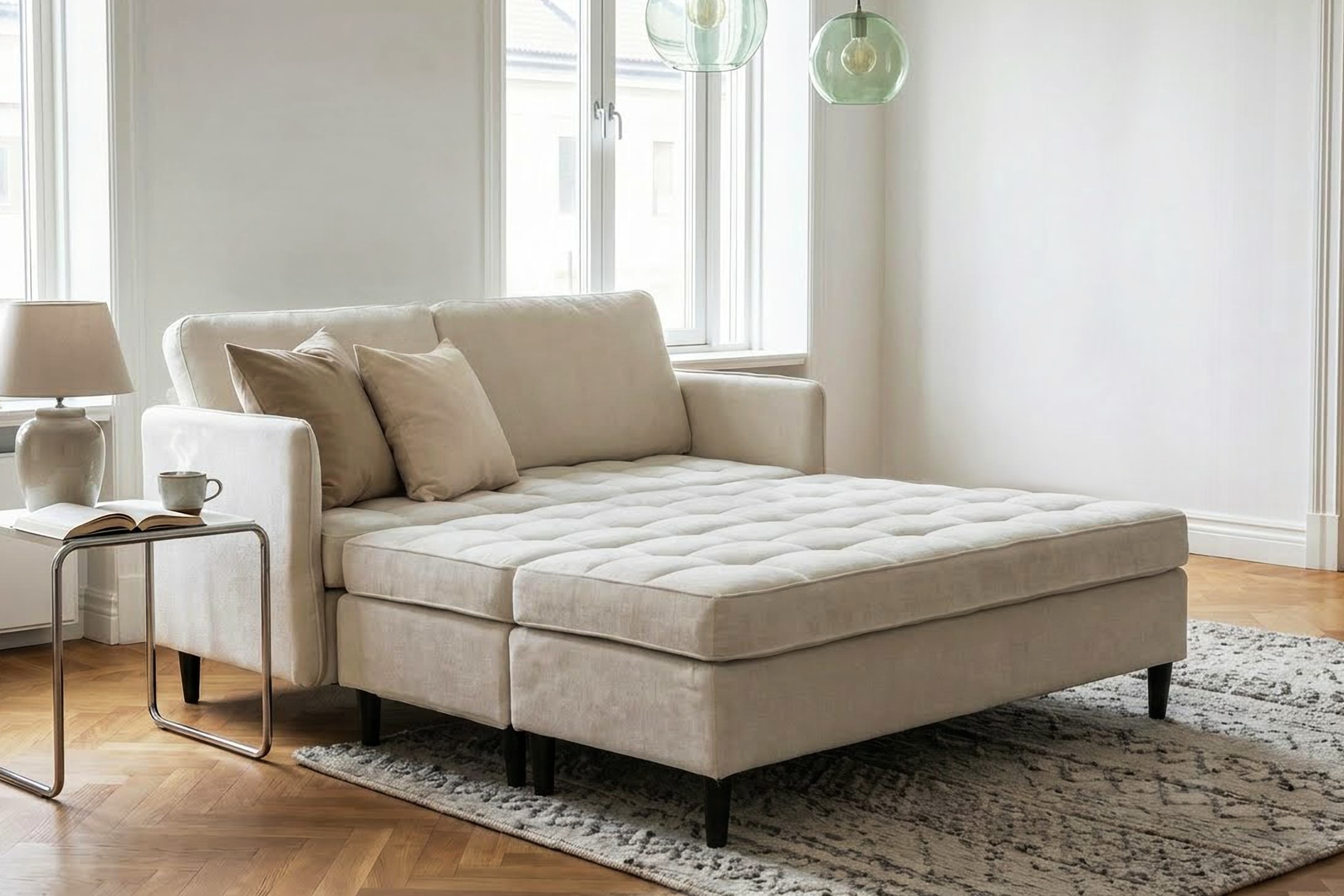Dorel Home Paysage de salon »LINDHUS, Chenille, Modulsofa, verschiedene Stellvarianten« Largeur en forme de U (254 cm) fixable avec connecteurs, méridienne, rangement