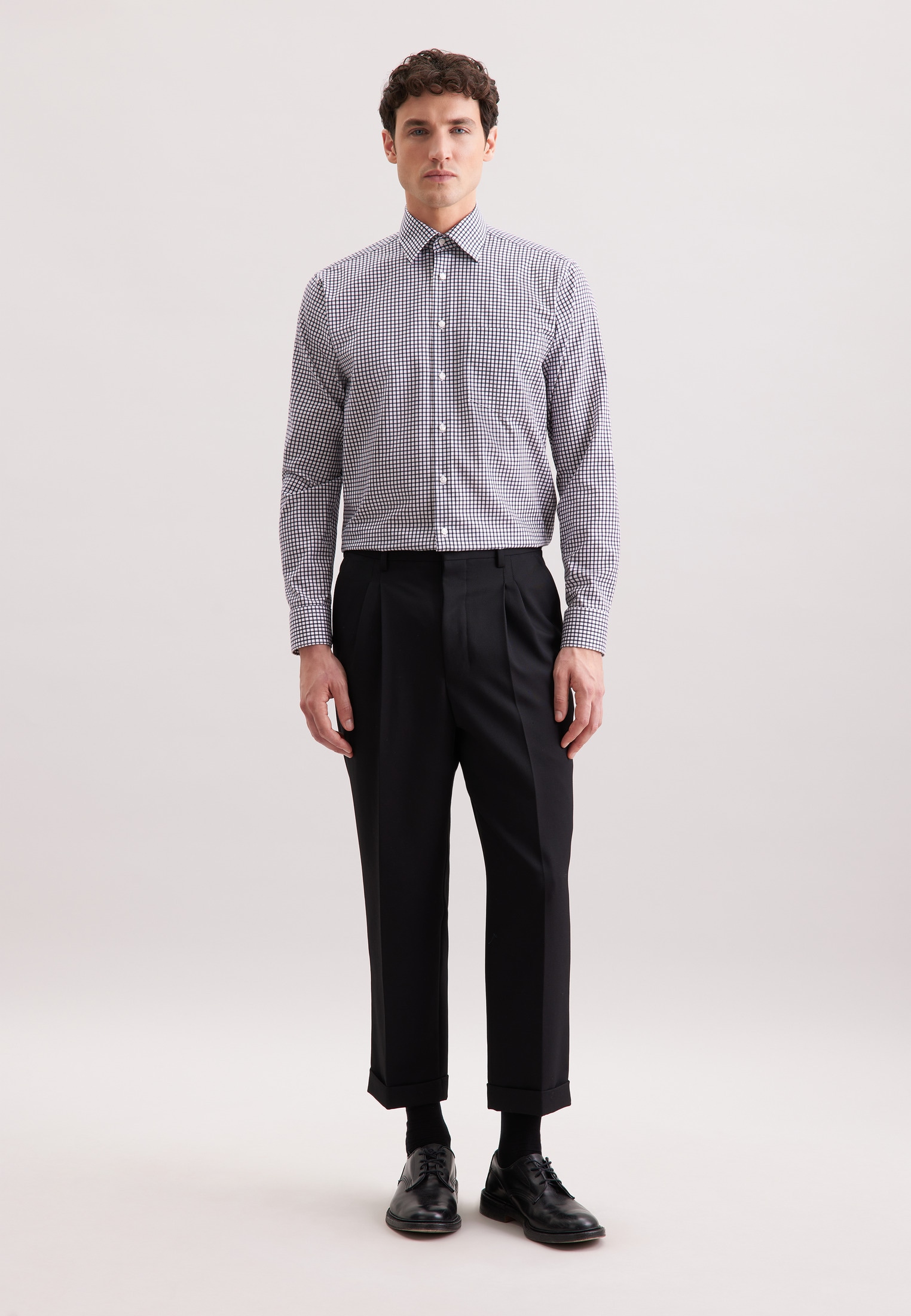 seidensticker Businesshemd »Schwarze Rose« Regular 1/1 Covered-Button-Down-Kragen Karo