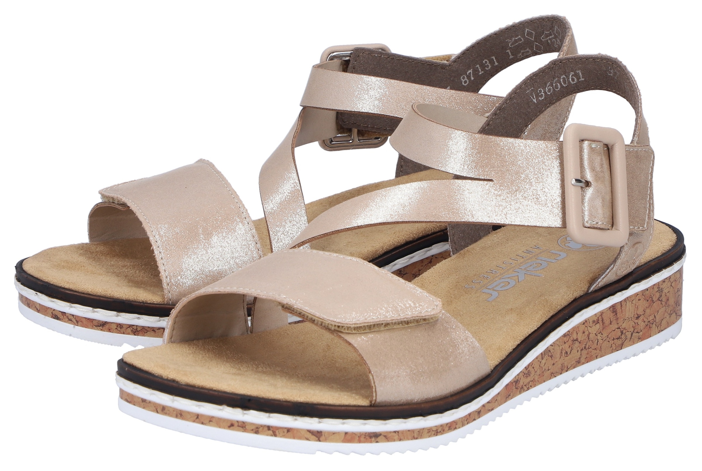 Rieker Riemchensandale  Sommerschuh, Sandalette, Keilabsatz, mit asymmetrischem Riemchen