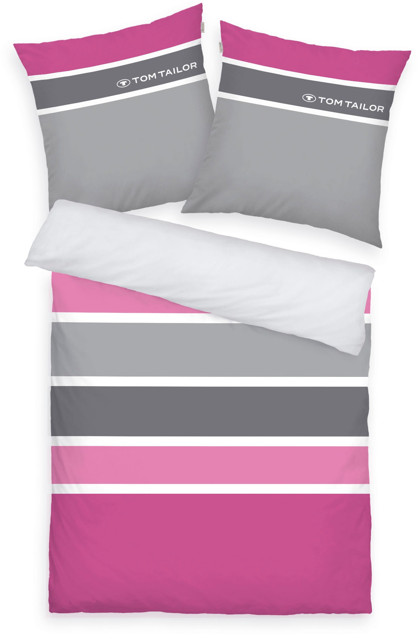 TOM TAILOR HOME Bettwäsche »Felix in Gr. 135x200 oder 155x220 cm« 3 Stk. tlg. mit GRATIS-Zugabe: Gästehandtuch (100% Baumwolle), mit Reissverschluss