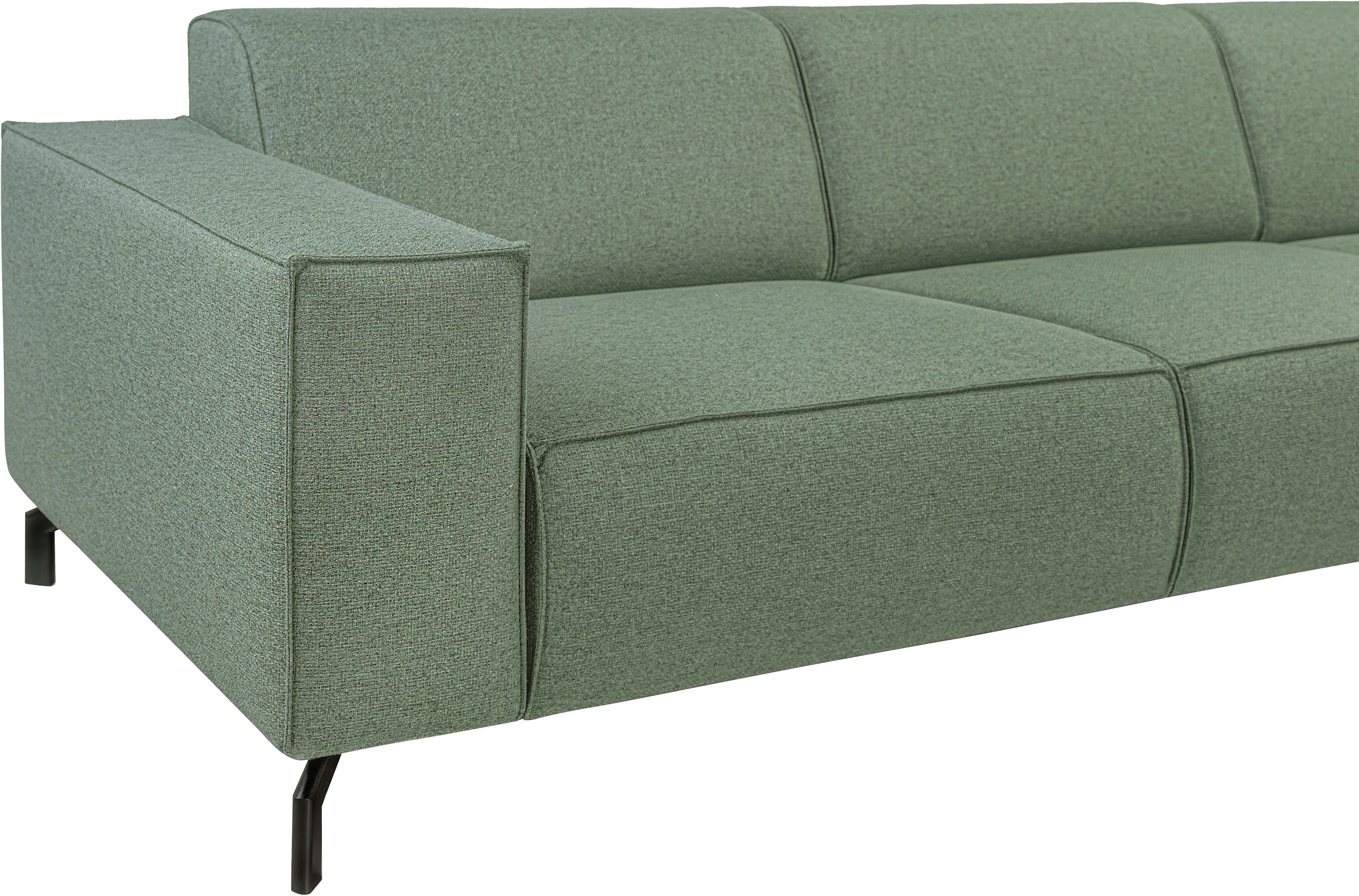 Home affaire Canapé d'angle »LORCAN mit Metallfüssen, Breite 275 cm, weiches Sitzgefühl« pieds métal, aspect cuir, structure, bouclé