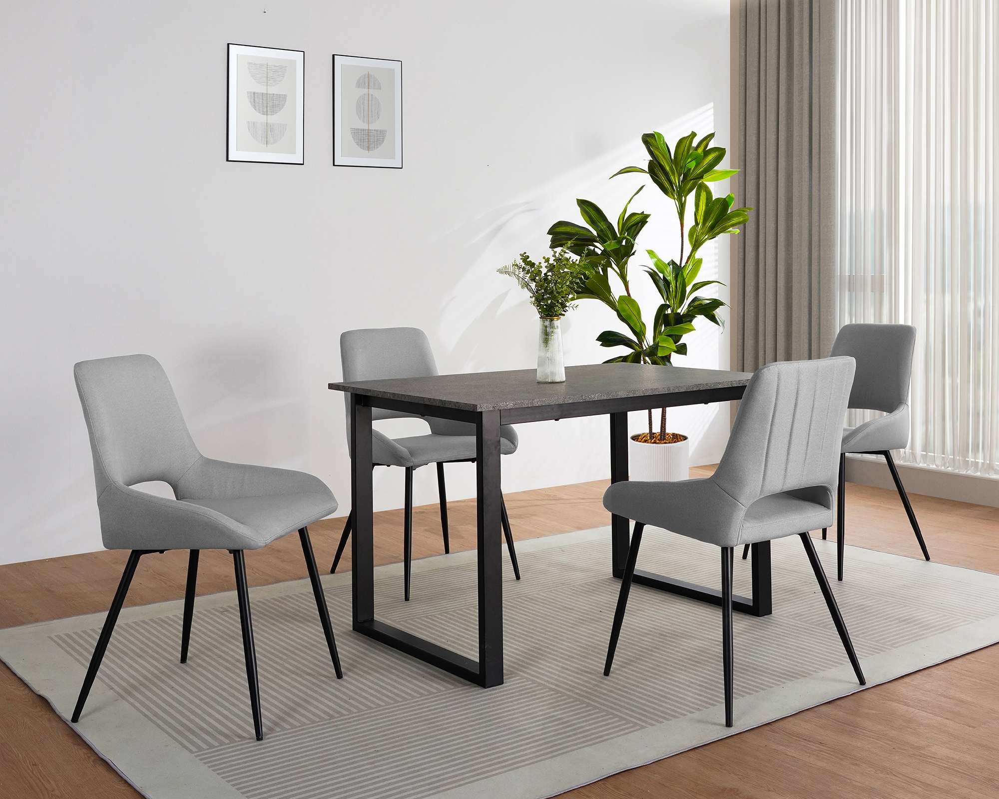 GOODproduct Table de salle à manger »Barcell« schwarzes Metallgestell, Plattenvarianten wählbar, sowie Grössen