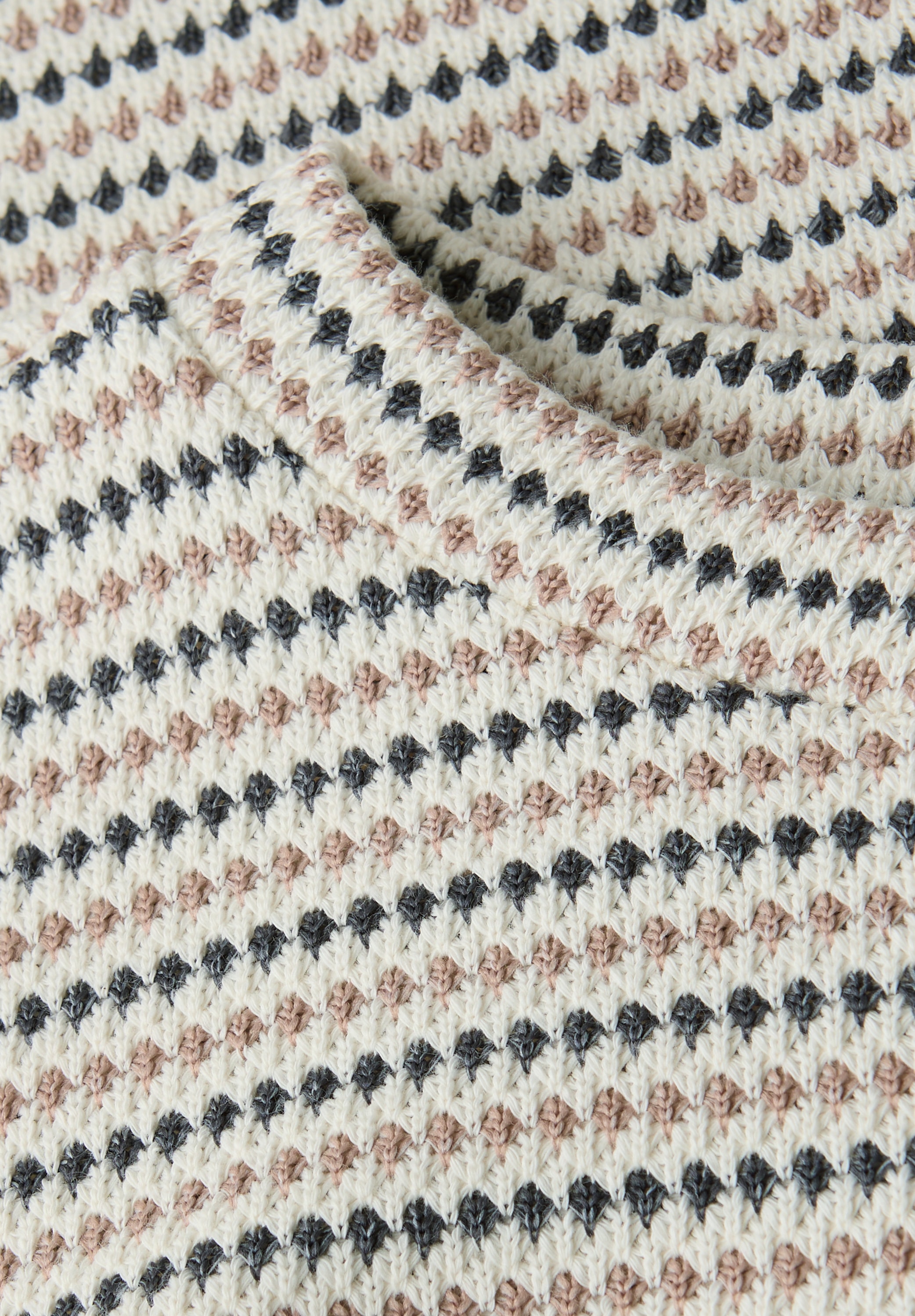 STREET ONE T-shirt à manches 3/4 mit gestreiften Strick-Look und U-Boot-Ausschnitt