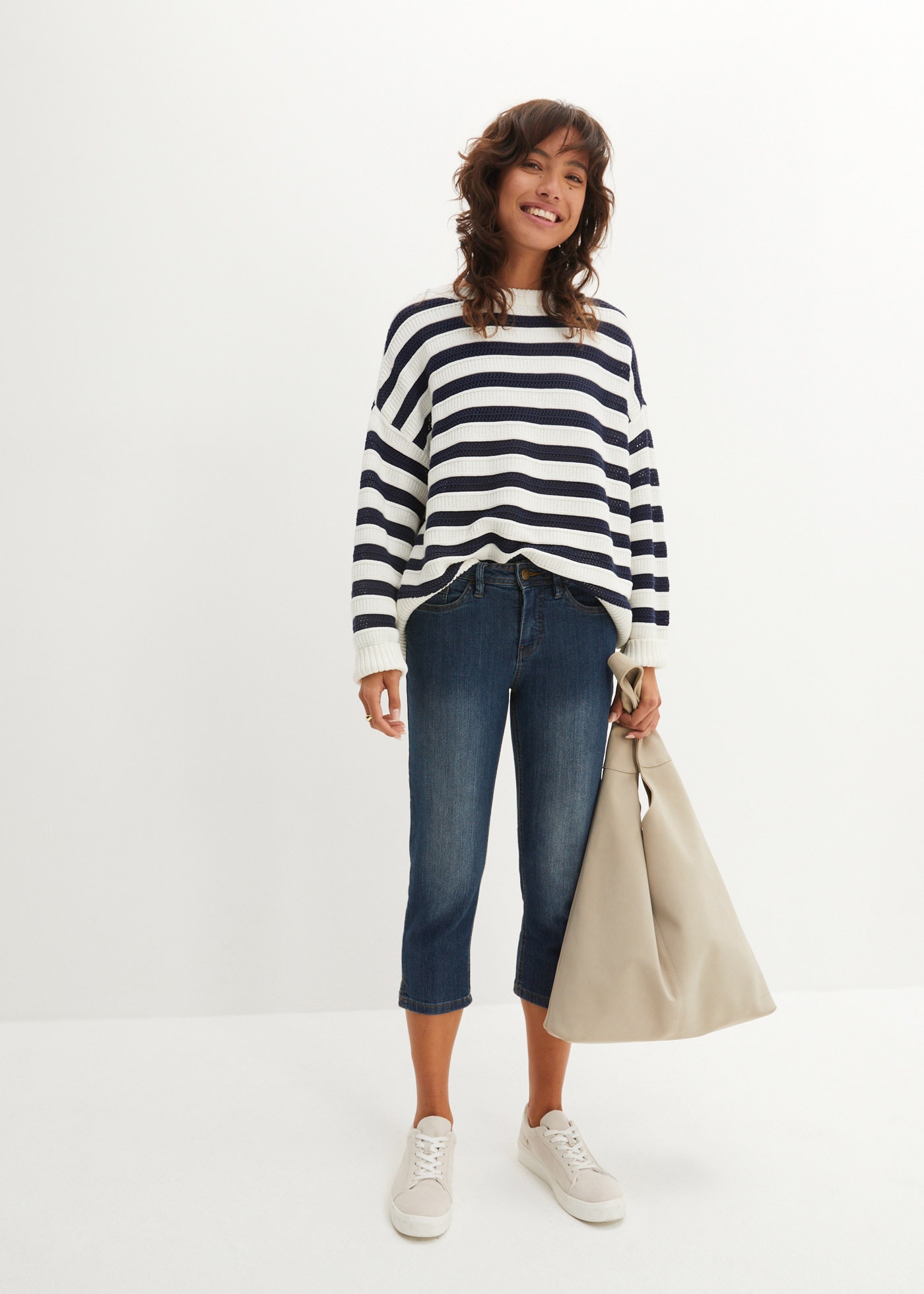 bonprix Jeans capri »Slim Fit Jeans Mid Waist, cropped« 3/4-Capri-Look, Five-Pocket Style, Regular Fit, schmale Beinform