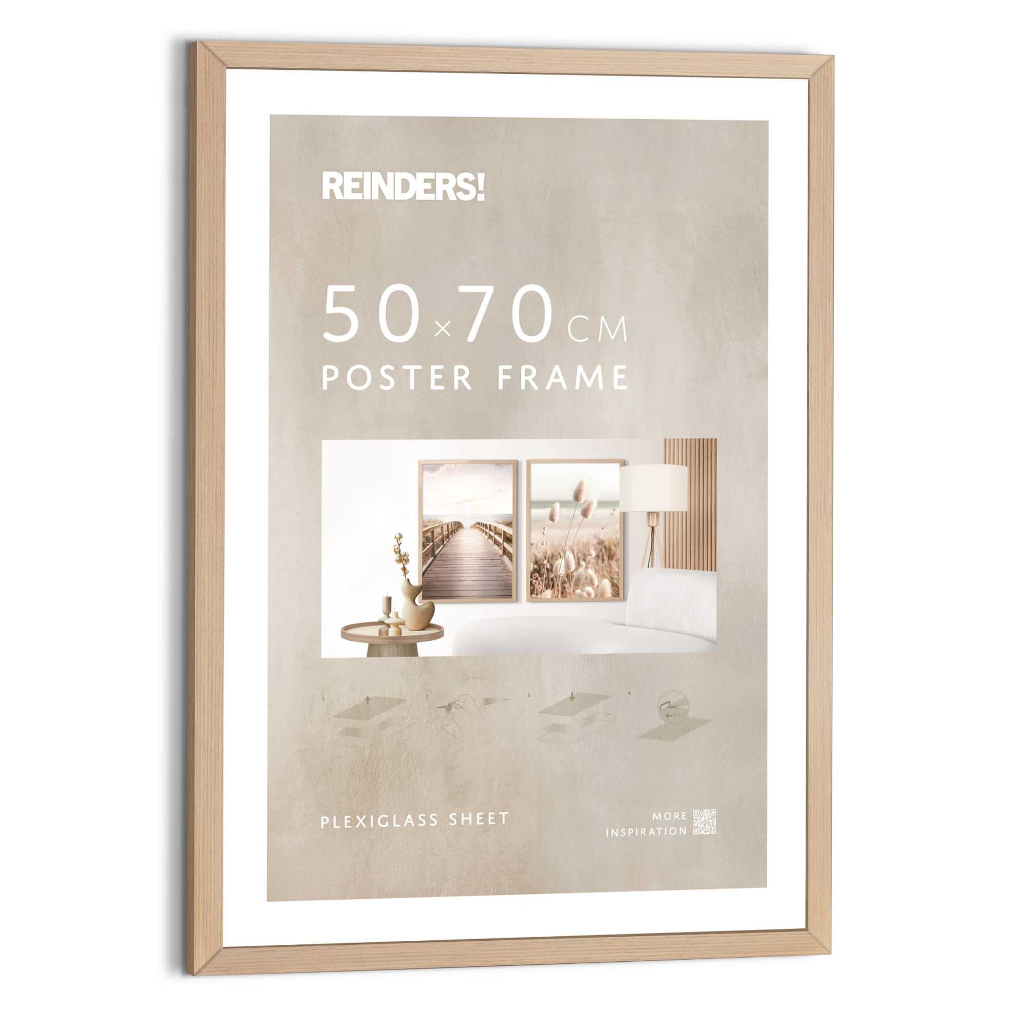 Reinders! Cadre photo »Poster 50x70 buche« 1 cuis tlg. Salon - Hêtre - MDF - Pas de problème - 53,5x73,5 cm