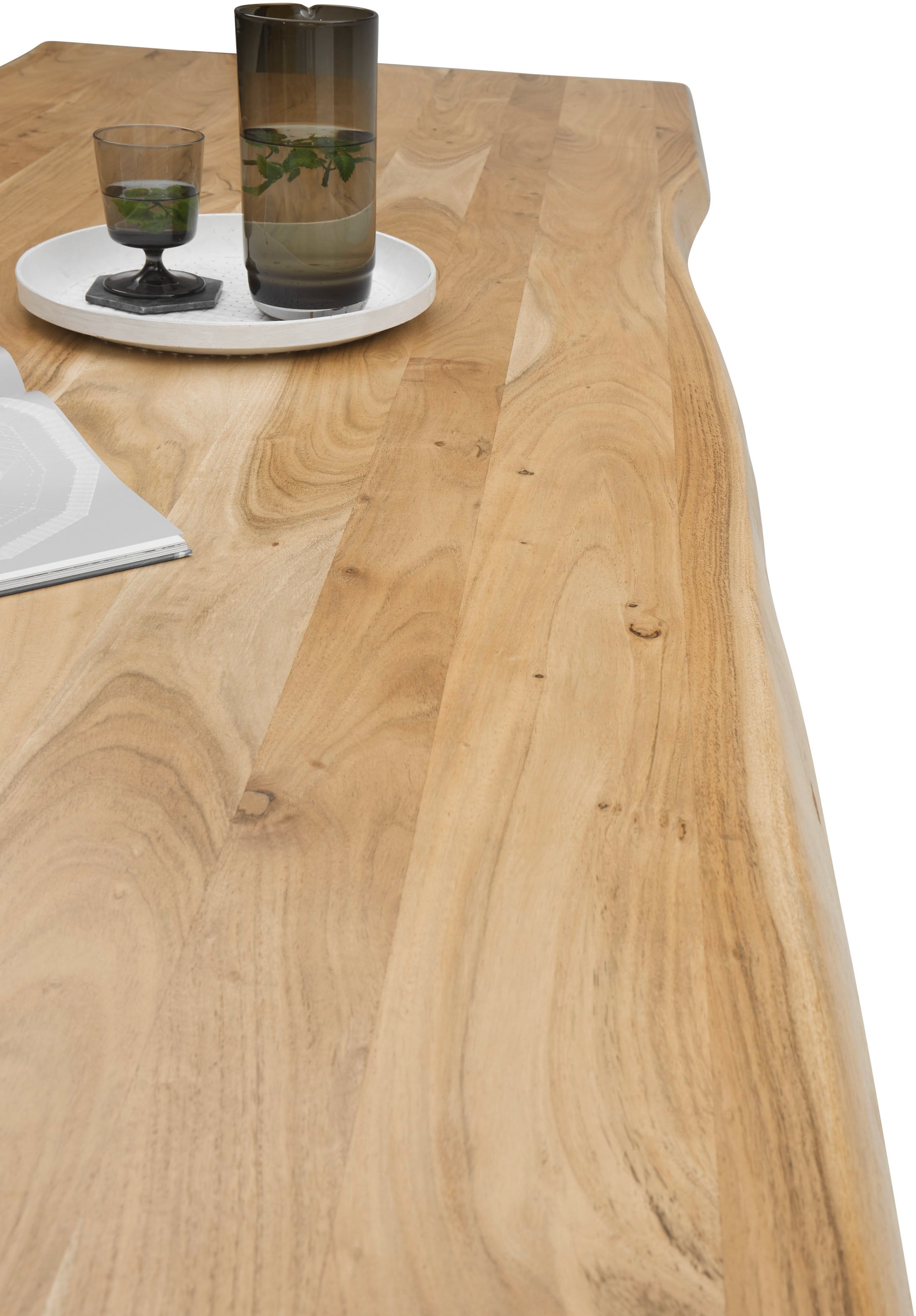 Stolkom Table de salle à manger »Alan Esszimmertisch Massivholz, wahlweise in 240 oder 200 cm breite« Akazie Massivholz, Flächenbelastung des Tisches ca. 90 kg
