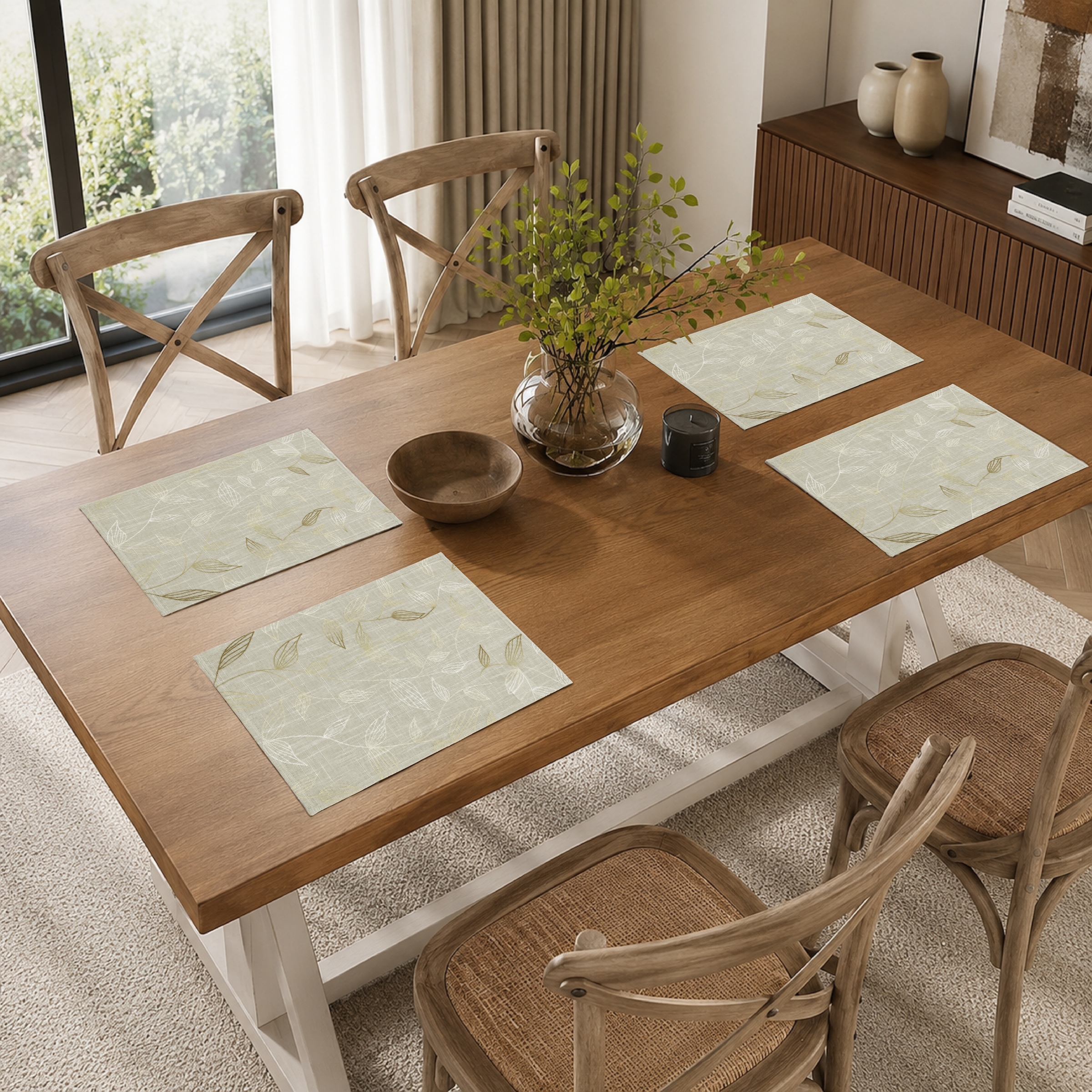 GOODproduct Set de table »Raffon« ensemble de 2, imprimé, motif feuilles élégant