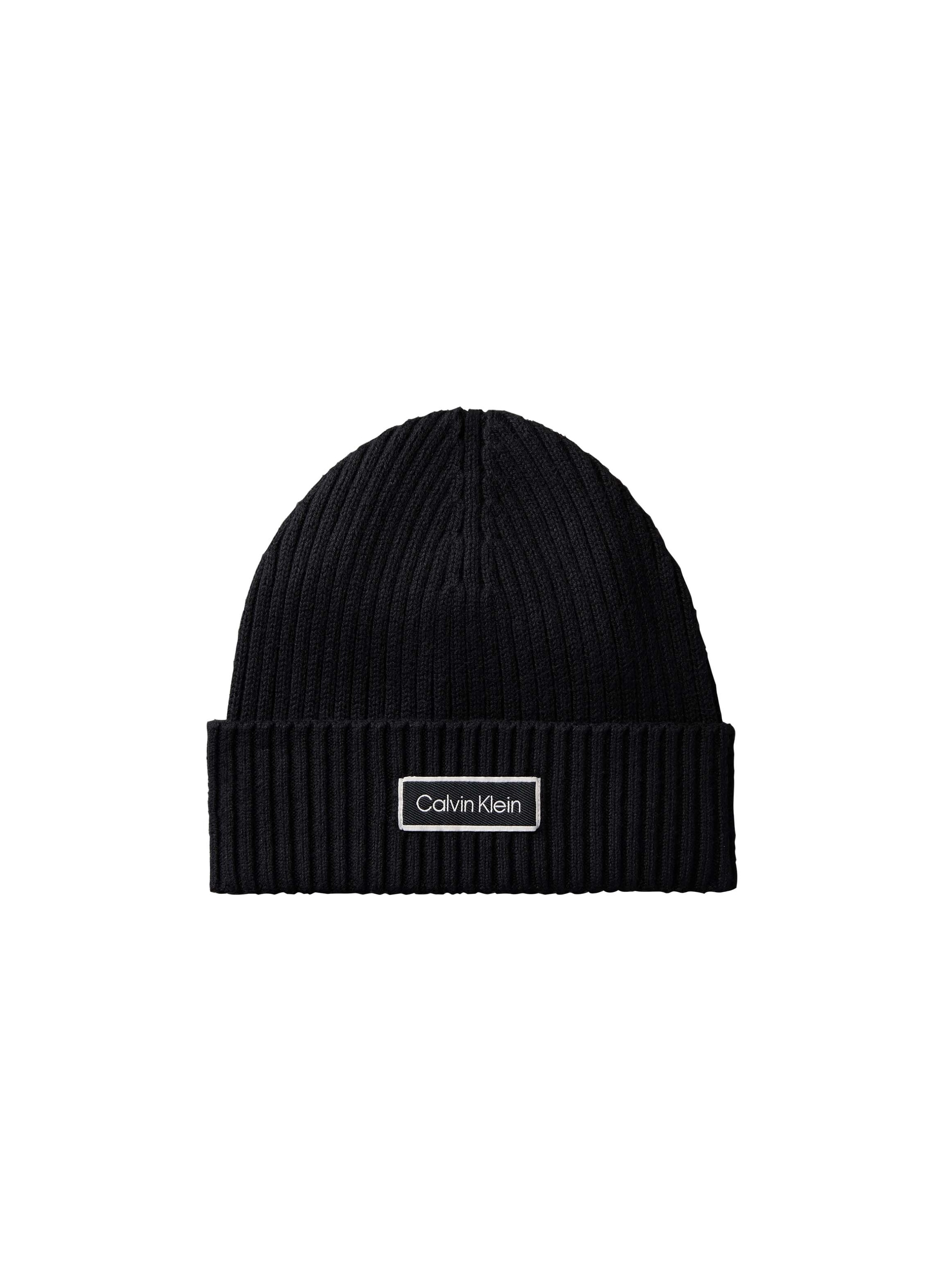 Calvin Klein »PATCH CHUNKY RIB COTTON BEANIE« coupe régulière avec logo de marque cousu