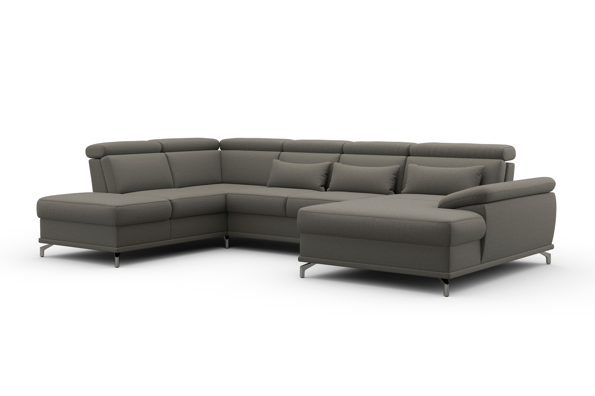 sit&more Paysage de salon »Cabrio U-Form, B: 359 cm, mit Sitztiefen-, Arm- & Kopfteilverstellung« 3 Nierenkissen, Federkern, optional Bettfunktion und Stauraum