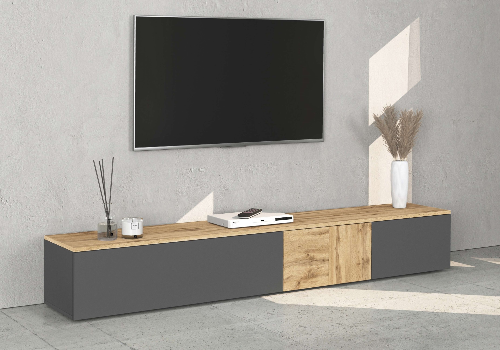 GOODproduct Table basse »ISEO, TV-Kommode,TV-Möbel,TV-Bank, 3 Fächer, Breite 210 cm« 1 cuis tlg. stehend/hängend, 1 Klappe, 2 Türen, 3 Fächer, Breite 210 cm