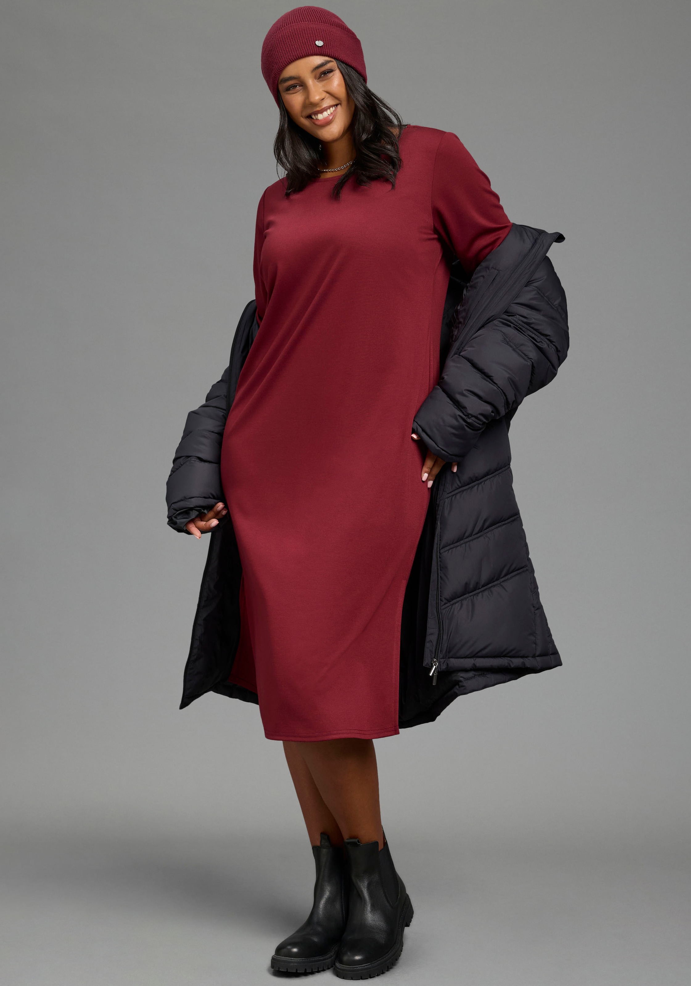 Laura Scott CURVE Manteau matelassé »Grosse Grössen« avec capuche amovible et empiècements latéraux