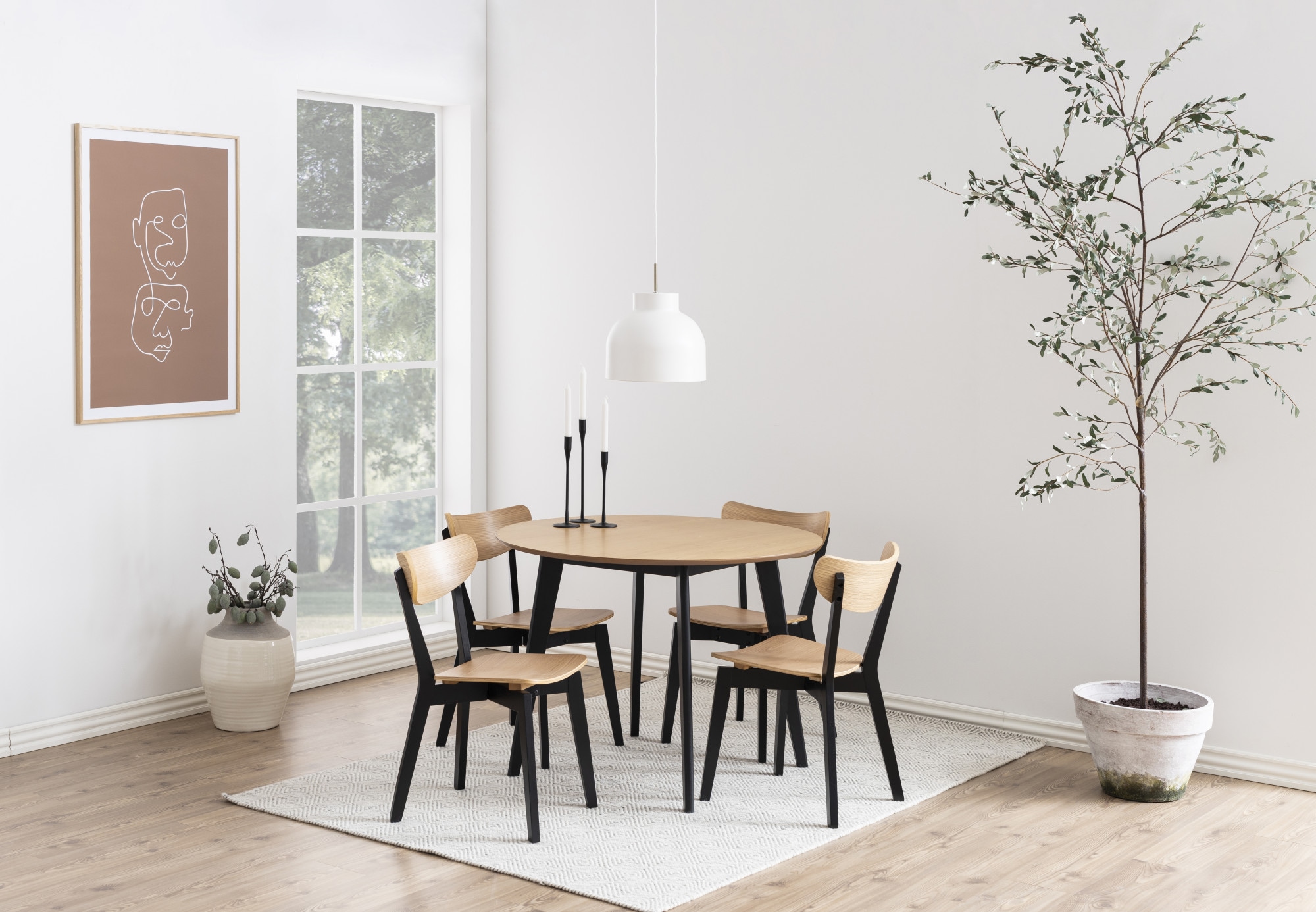 ACTONA GROUP Table de salle à manger »Roxby rund Ø105 – kompakt, robust & pflegeleicht, zeitloses Design« Table de cuisine, OTTOs Choice, 1 cuis tlg. table à manger ronde Roxby, avec placage chêne Ø 105 cm