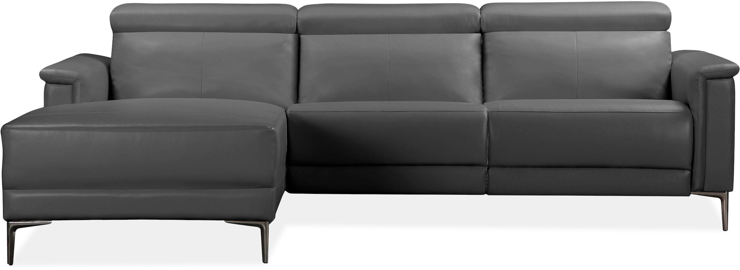 GOODproduct Canapé d'angle »LUND, Naturleder, L-Form, 261cm, man./elektr. Relaxfunktion (USB-A)« avec connexion USB A pour la version électrique et réglage de la tête de lit