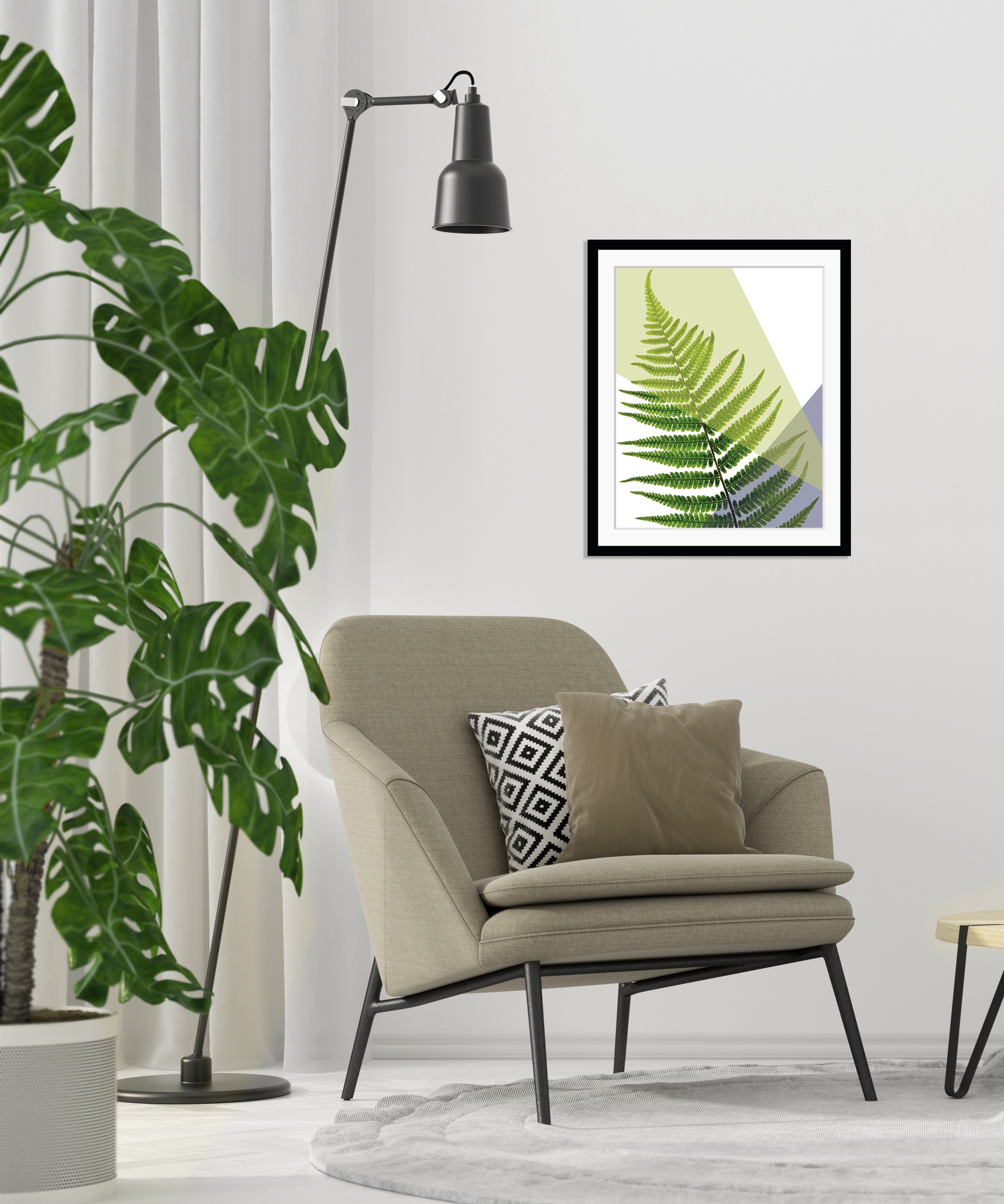 queence Image »Fahn« Art | Feuilles | Images de plantes | Plantes impression poster HD Premium incl. cadre en bois