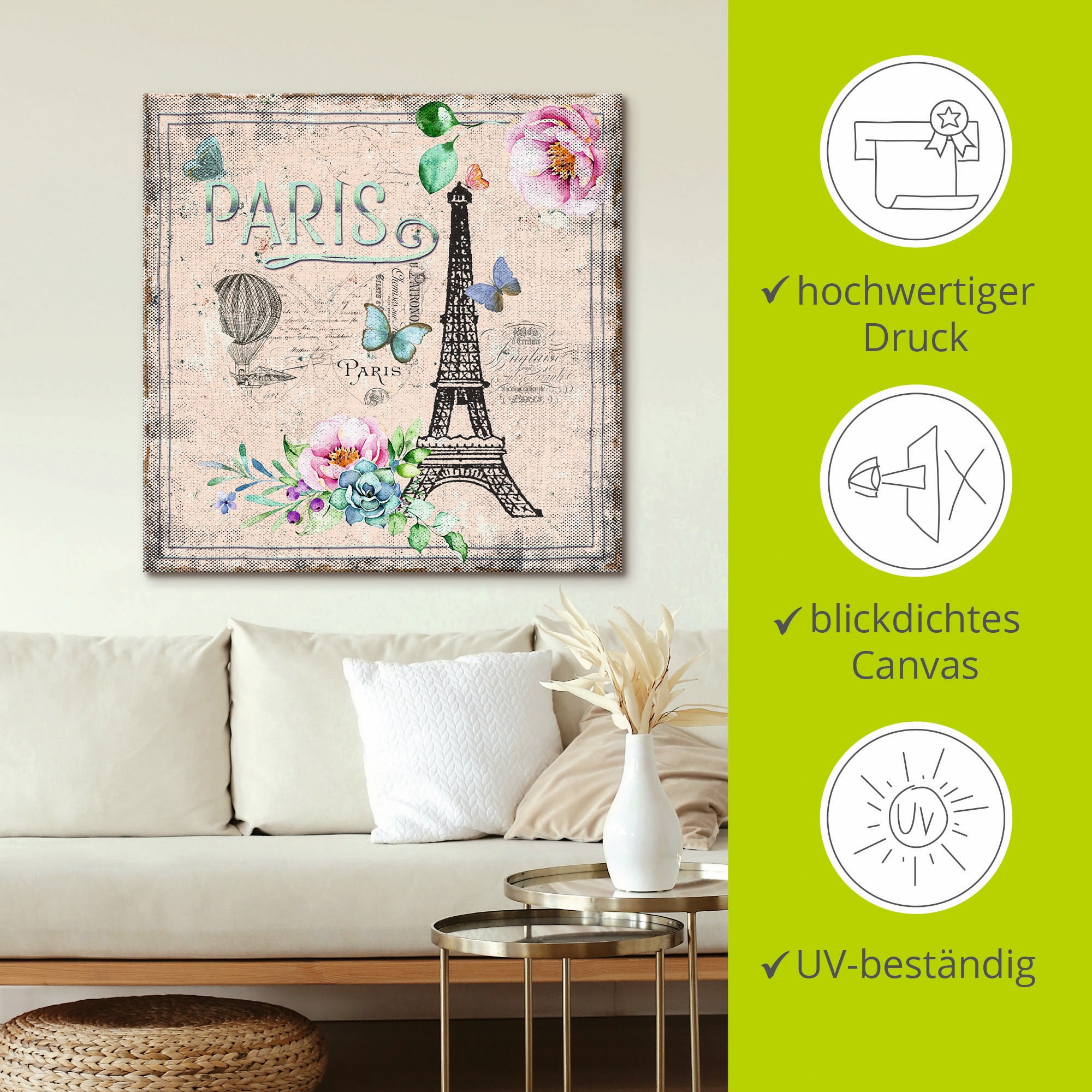 Artland Leinwandbild »Paris - meine Liebe« Gebäude 1 Stk. tlg. auf Keilrahmen gespannt