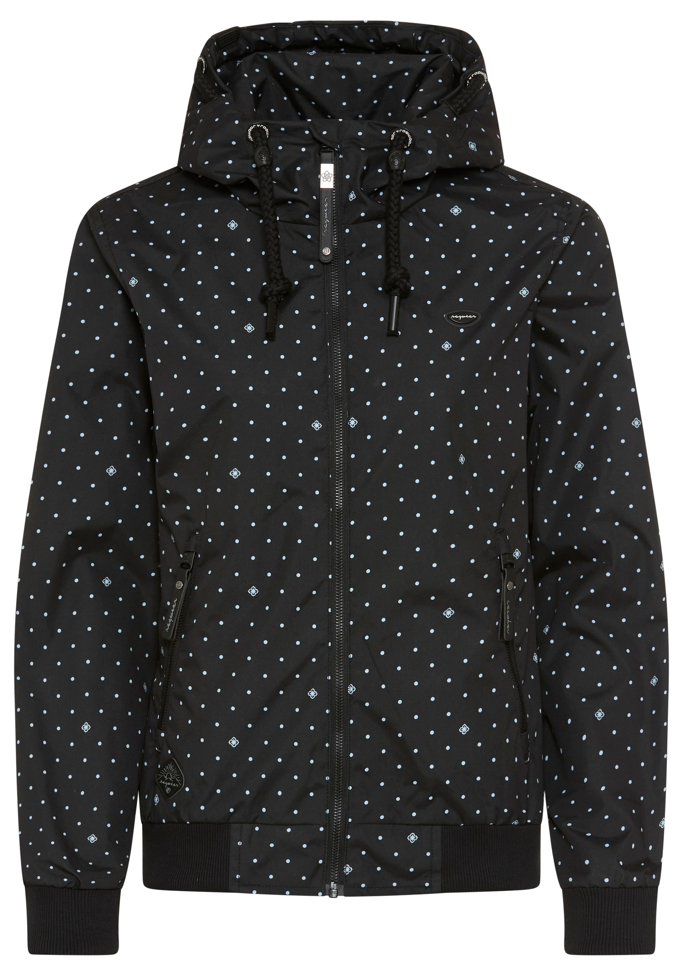 Ragwear Outdoorjacke »NUGGIE DOTS O« mit Kapuze aus Polyester, hüftlange Passform, hochschliessender Kragen