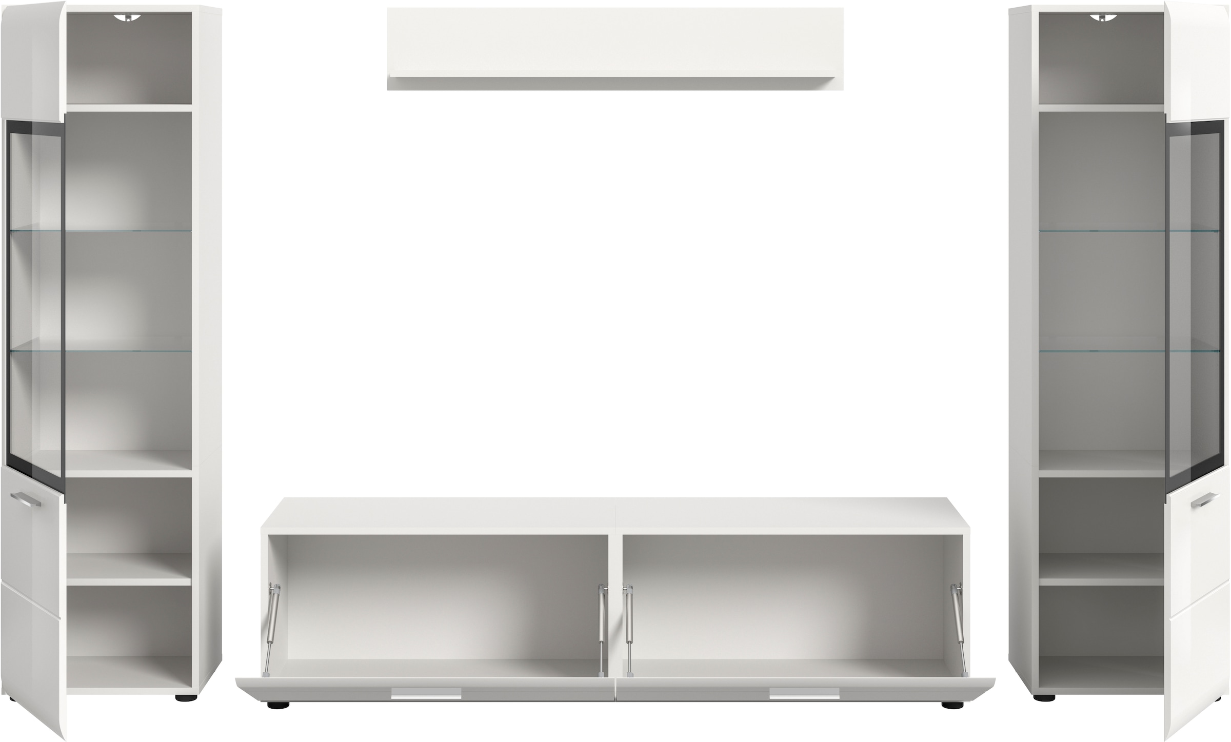 Home affaire Meuble mural »FLORENZ, 4-teilige Wohn-Kombination, hochwertige MDF-Front« Set, Set, best. aus: 2 Vitrinen, 1 Lowboard, 1 Wandboard, 4 cuis tlg.